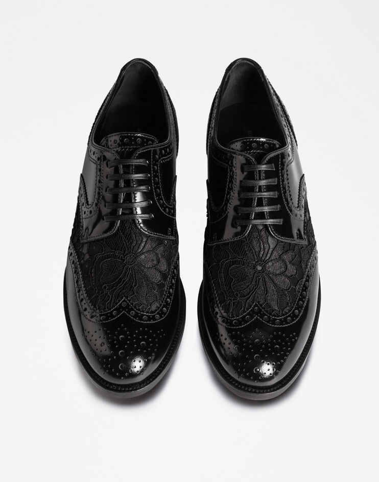 Leather derby shoe with lace detail - 3