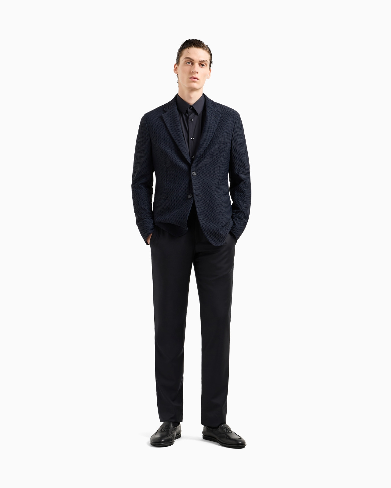 Stretch fabric shirt with collar stays - 2