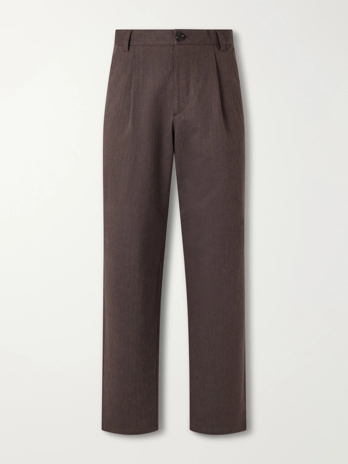 Morton Straight-Leg Pleated Herringbone Stretch-Cotton Suit Trousers - 1