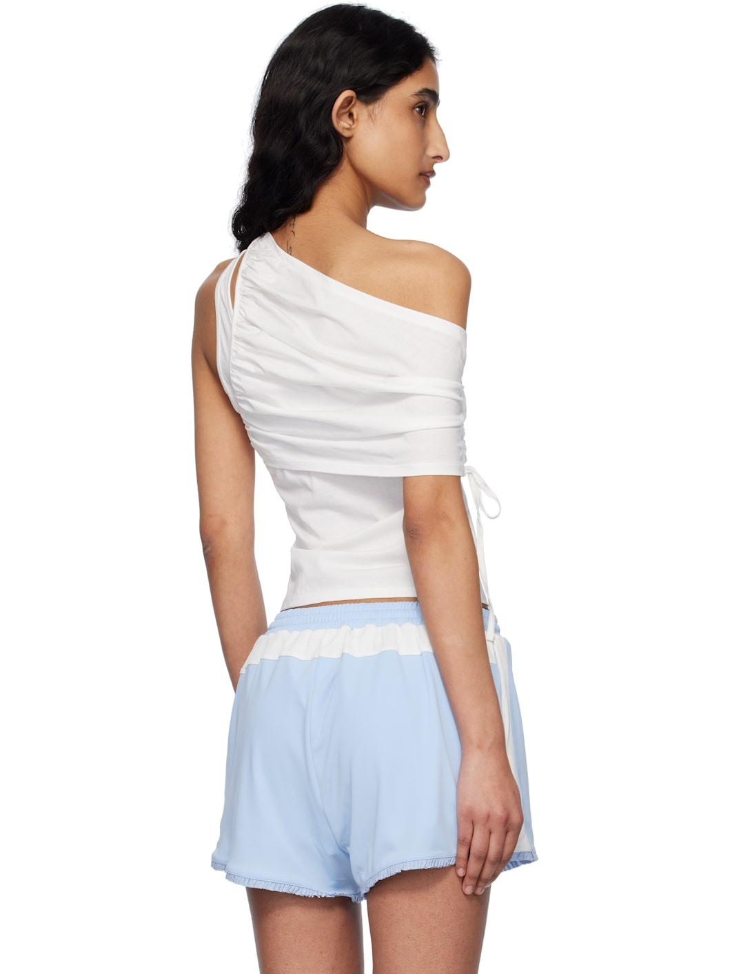 Off-White Shirring One Shoulder Top - 3