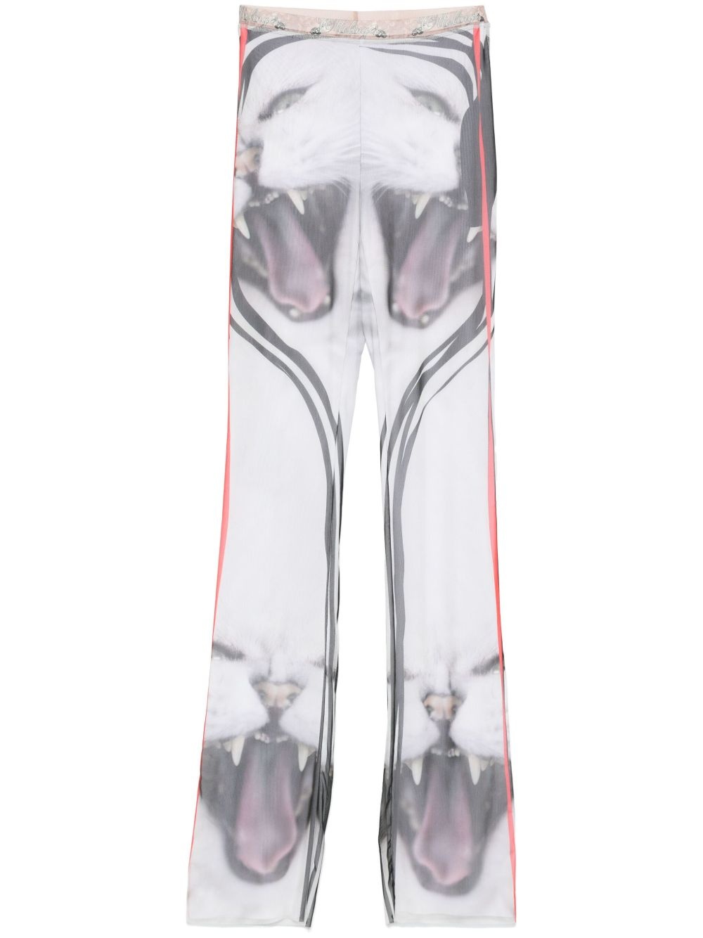 cat-print mesh trousers - 1