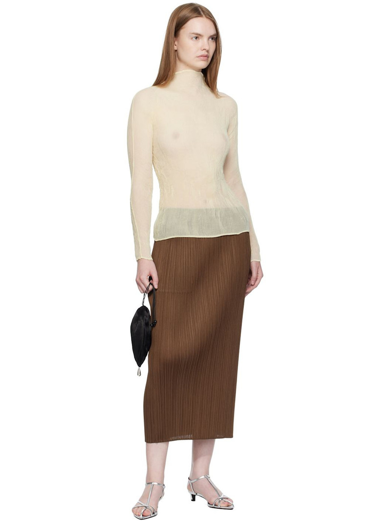 Pleats Please Issey Miyake Brown New Colorful Basics 4 Midi Skirt outlook