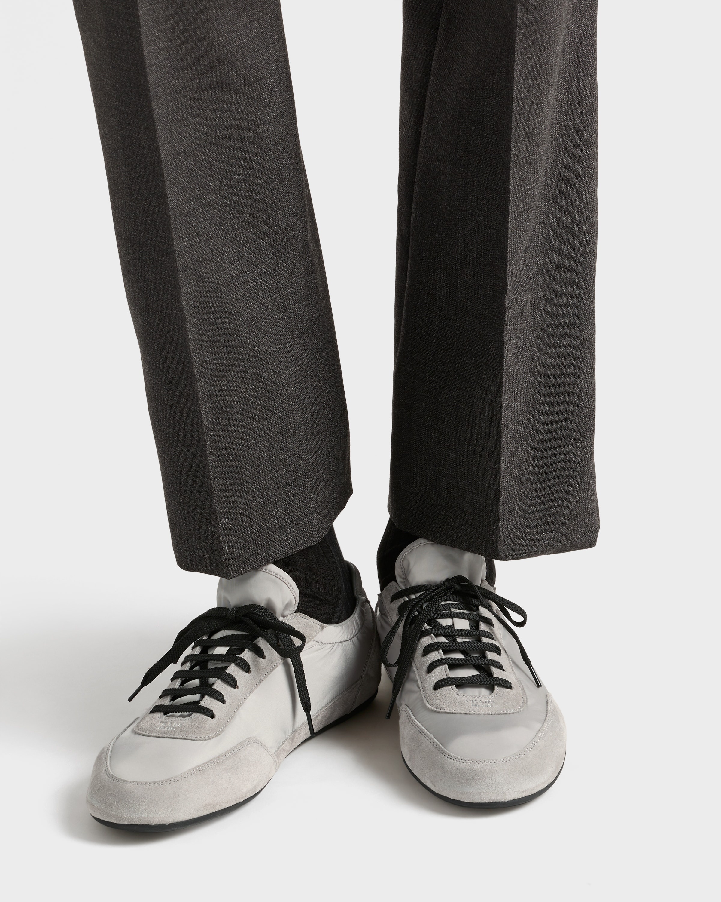 Collapse Re-Nylon and suede elasticized sneakers - 3