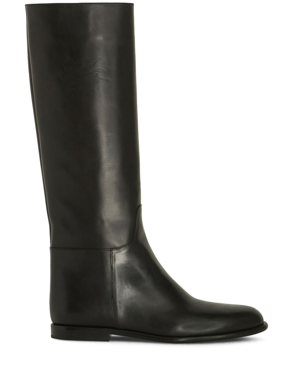 debossed-logo leather riding boots - 1