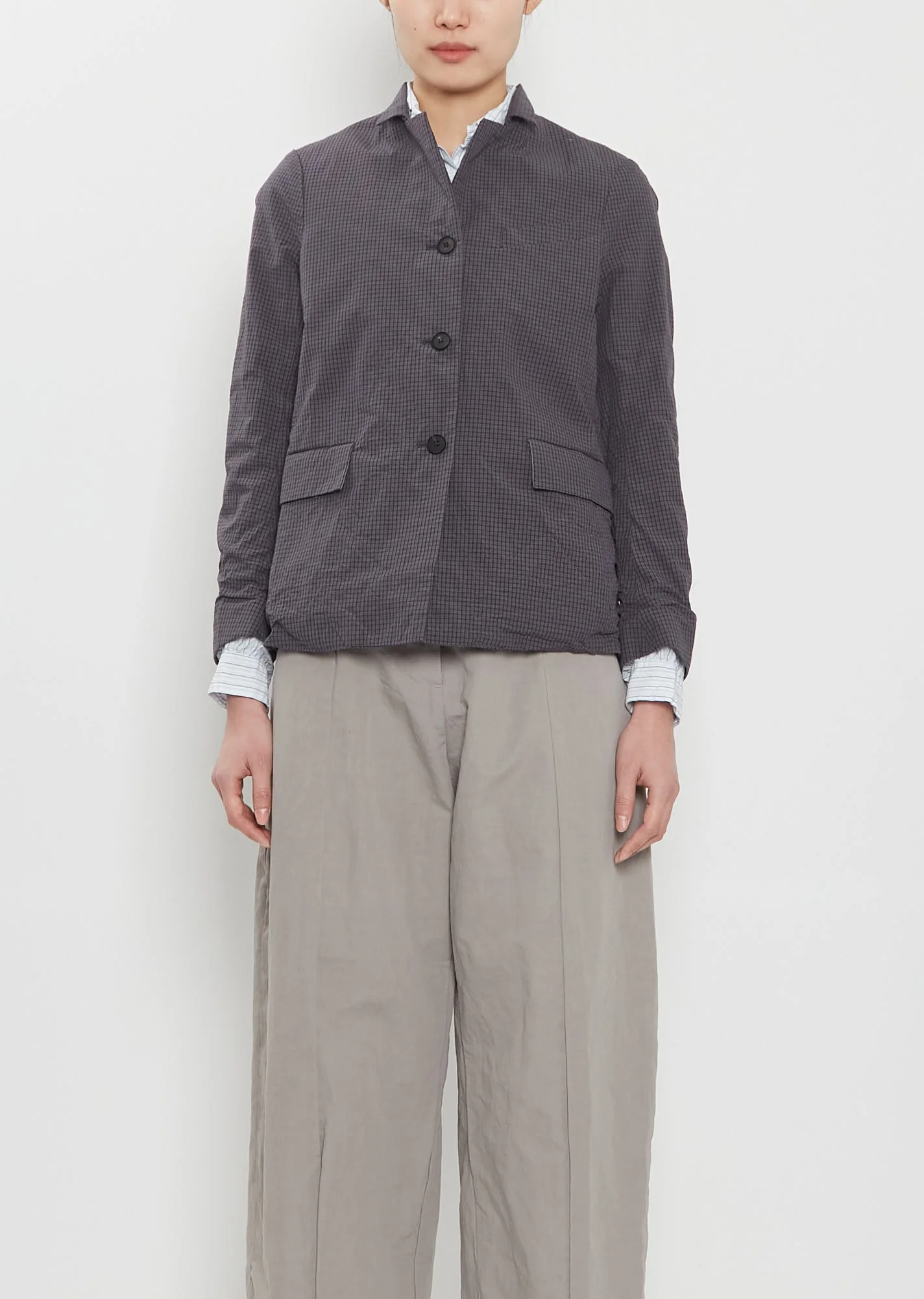 Giulia Cotton Jacket — Grey Check - 1