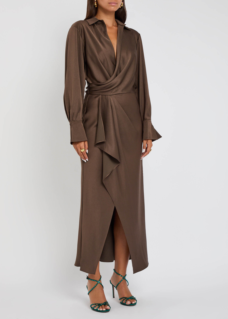 Simkhai Talita Wrap-effect Draped Satin Midi Dress - 2