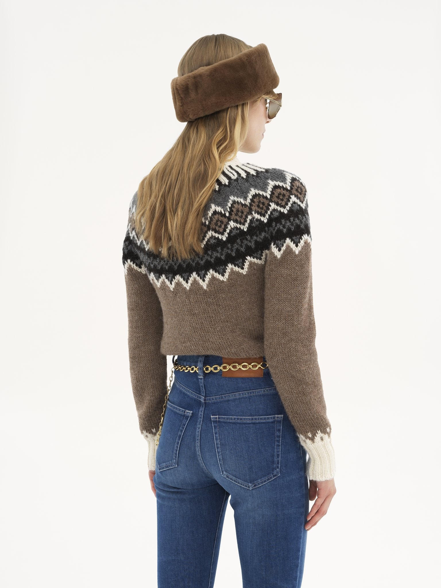 MOCK-NECK FITTED SWEATER IN FAIR ISLE WOOL KNIT - 5