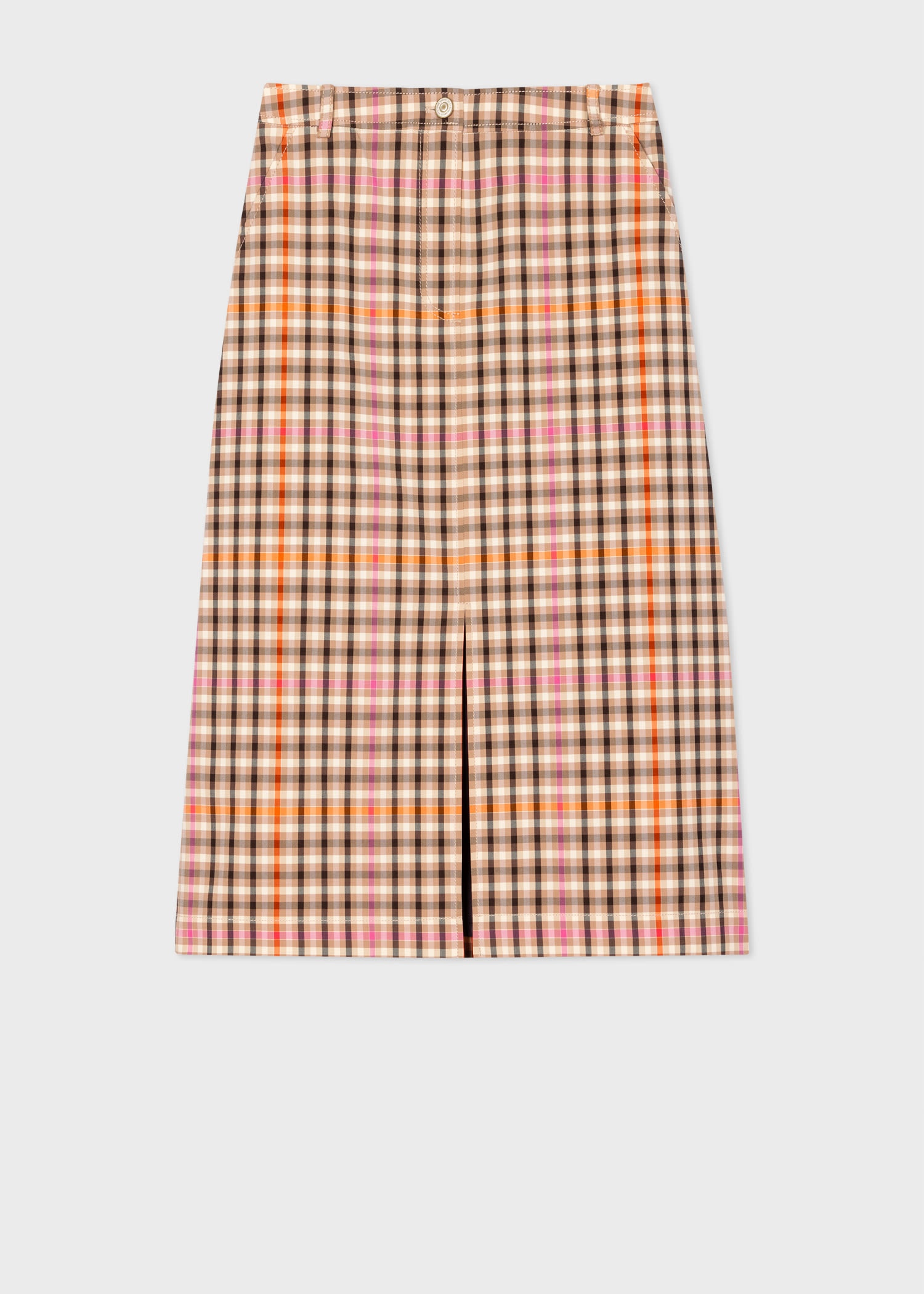 Orange Check A Line Skirt - 1