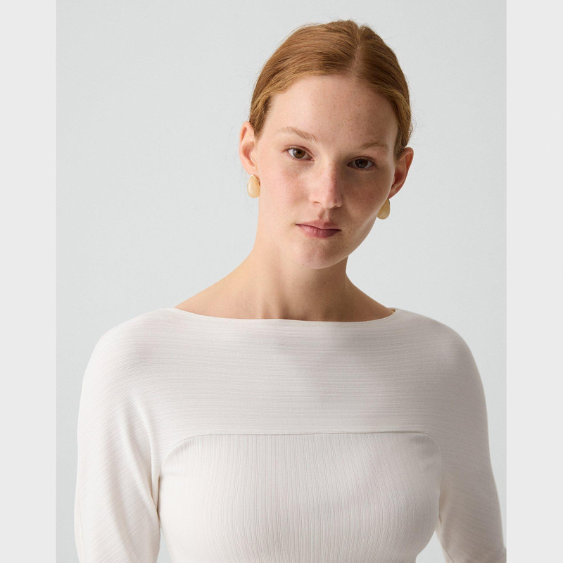 Boatneck Long-Sleeve Top in Stretch Rib 4