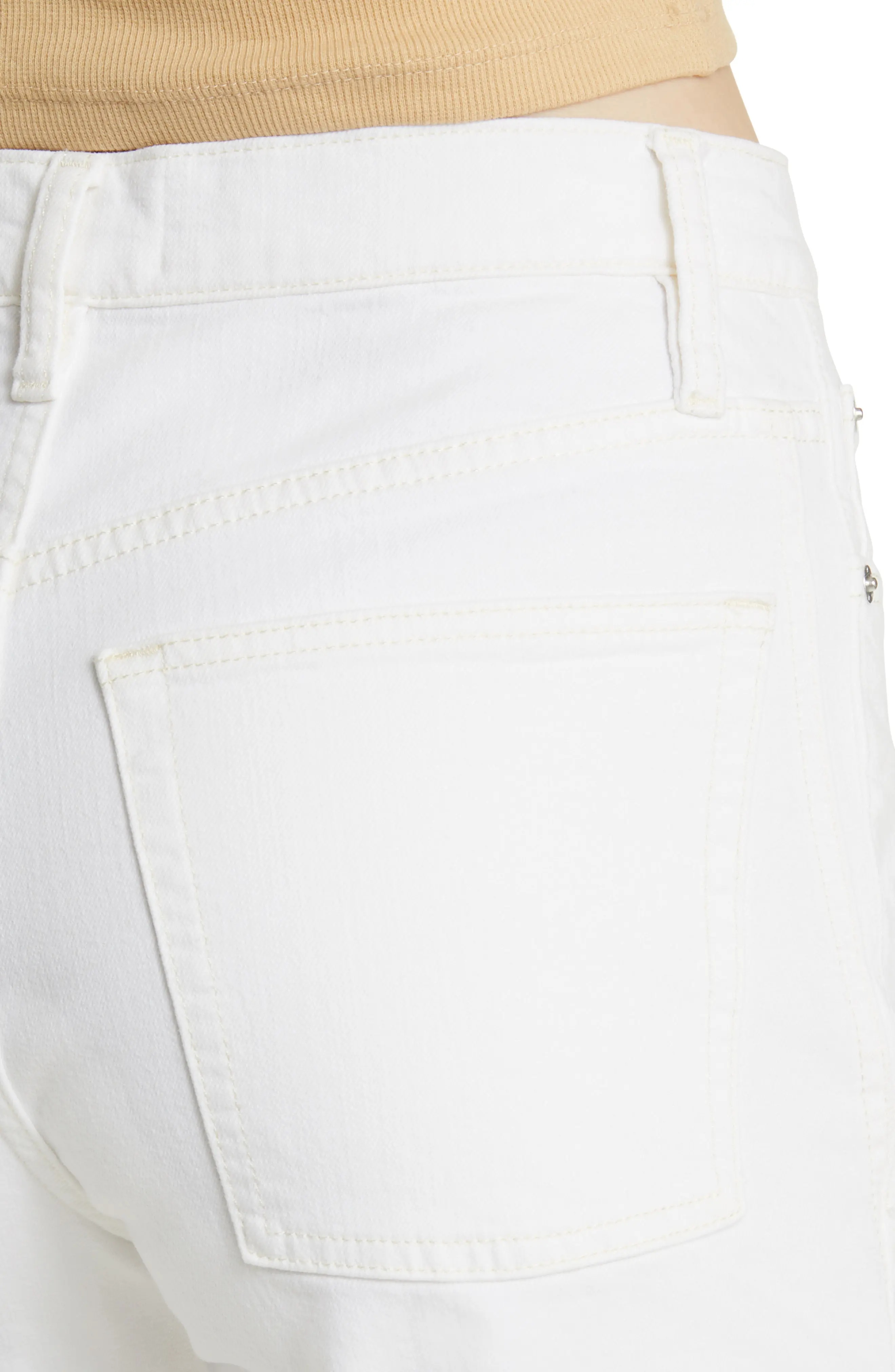 High Waist Raw Hem Capri Jeans - 4