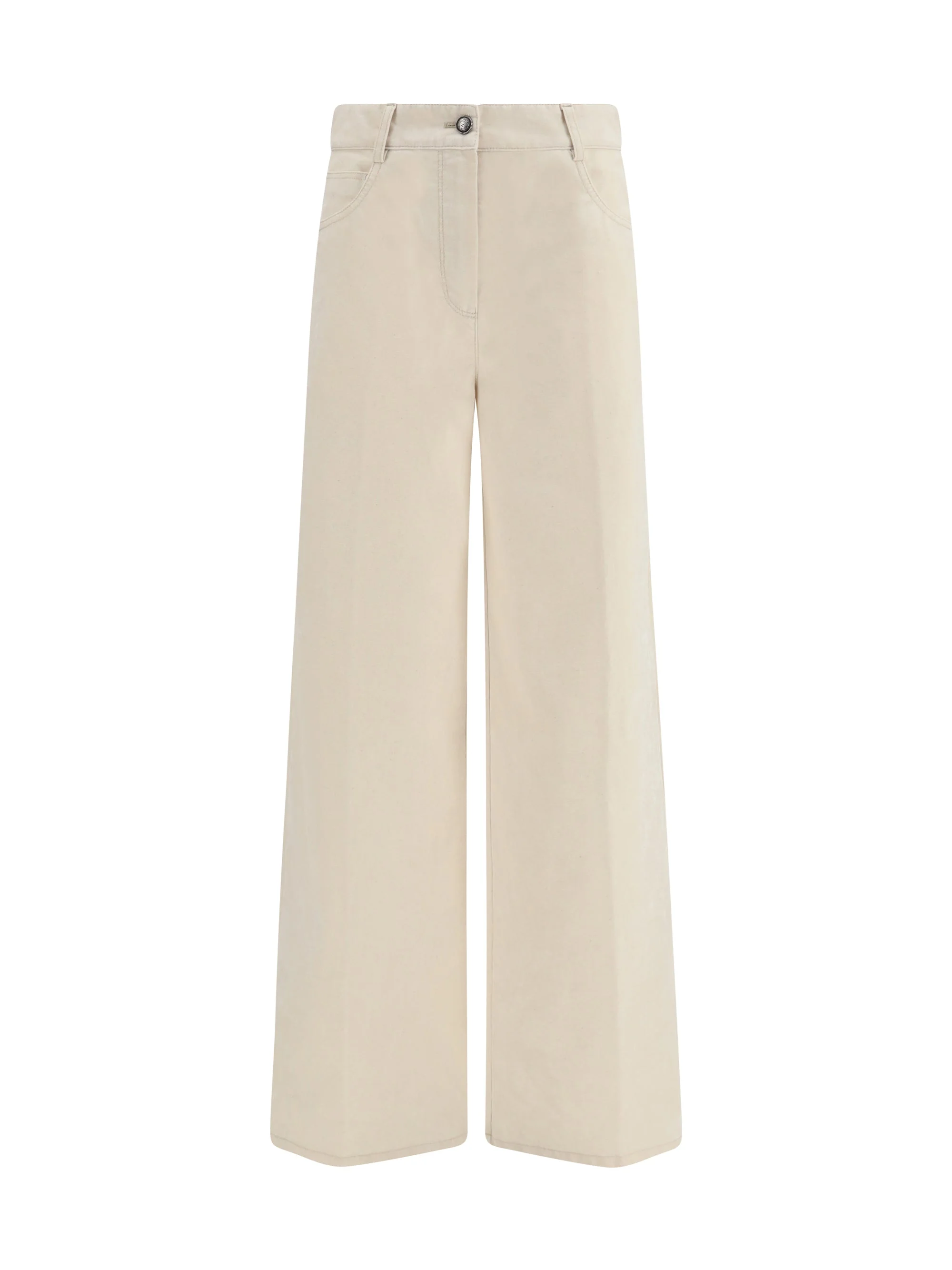 Forte_forte Wide Leg Jeans Flocked Denim Ivory - 1