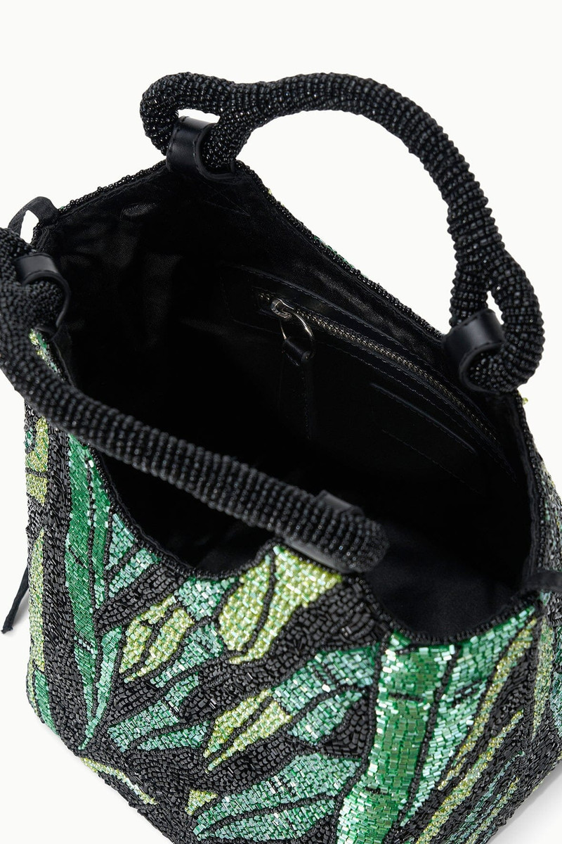 STAUD BEADED COTE BAG GREEN PALM 4