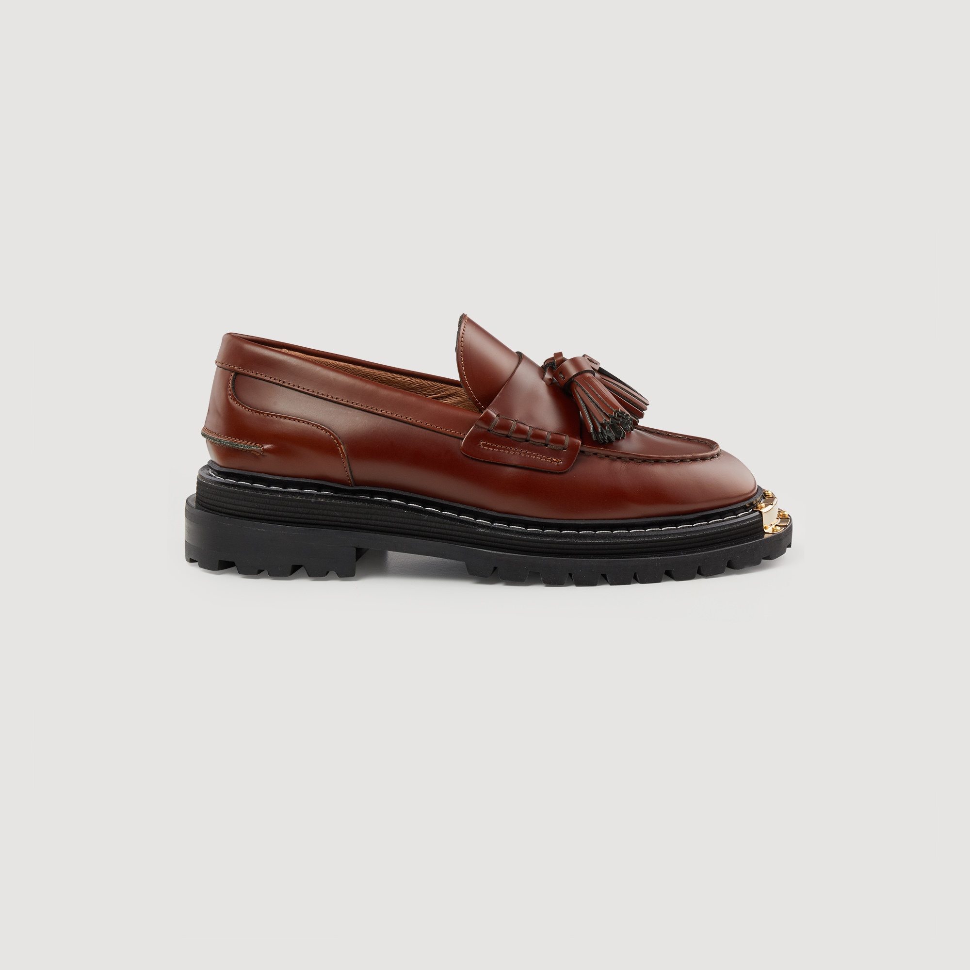 Thick-soled leather loafers - 1
