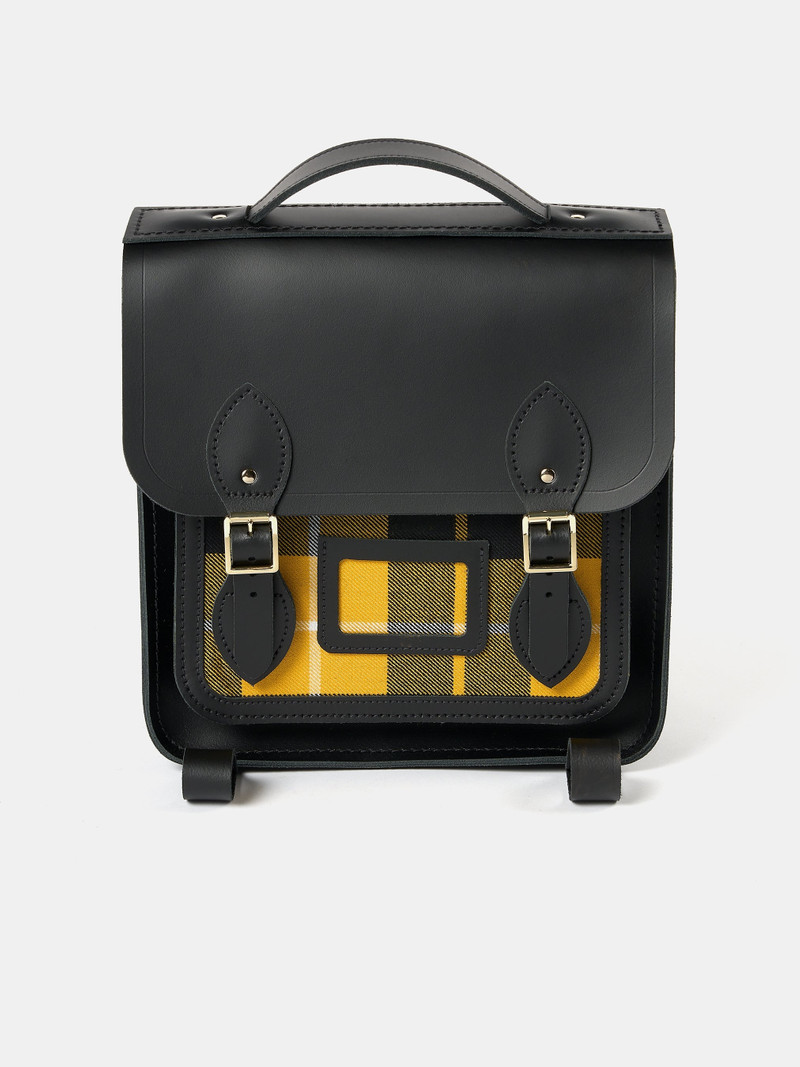 The Small Portrait Backpack - Black with Yellow Tartan 1