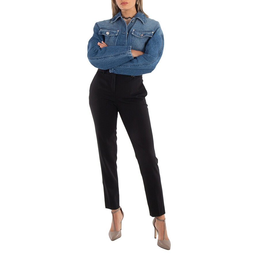 Versace Ladies Medium Blue Cropped Denim Jacket - 6