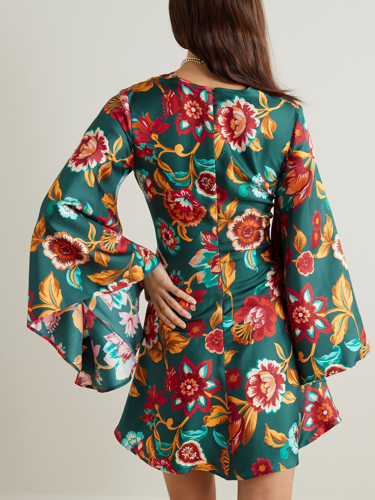 Magnifico belted floral-print silk-twill mini dress Multi - 4
