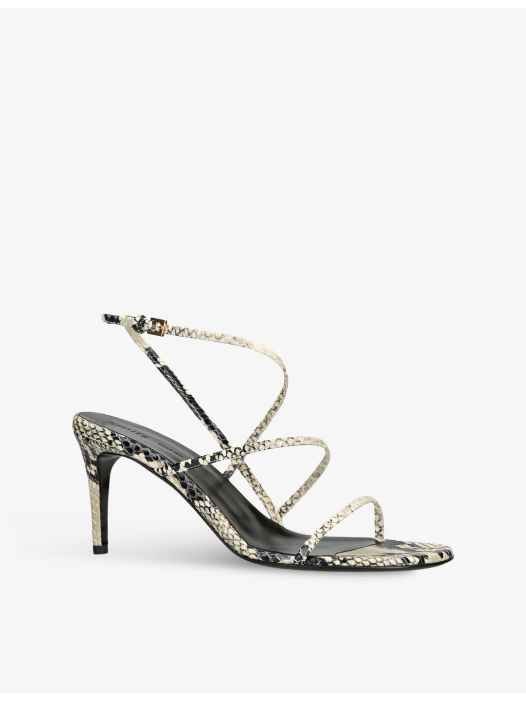 Loop snake-print leather heeled sandals - 3
