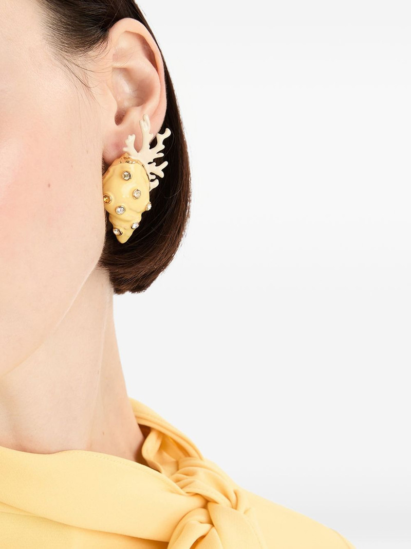 Oscar de la Renta embellished coral earrings outlook