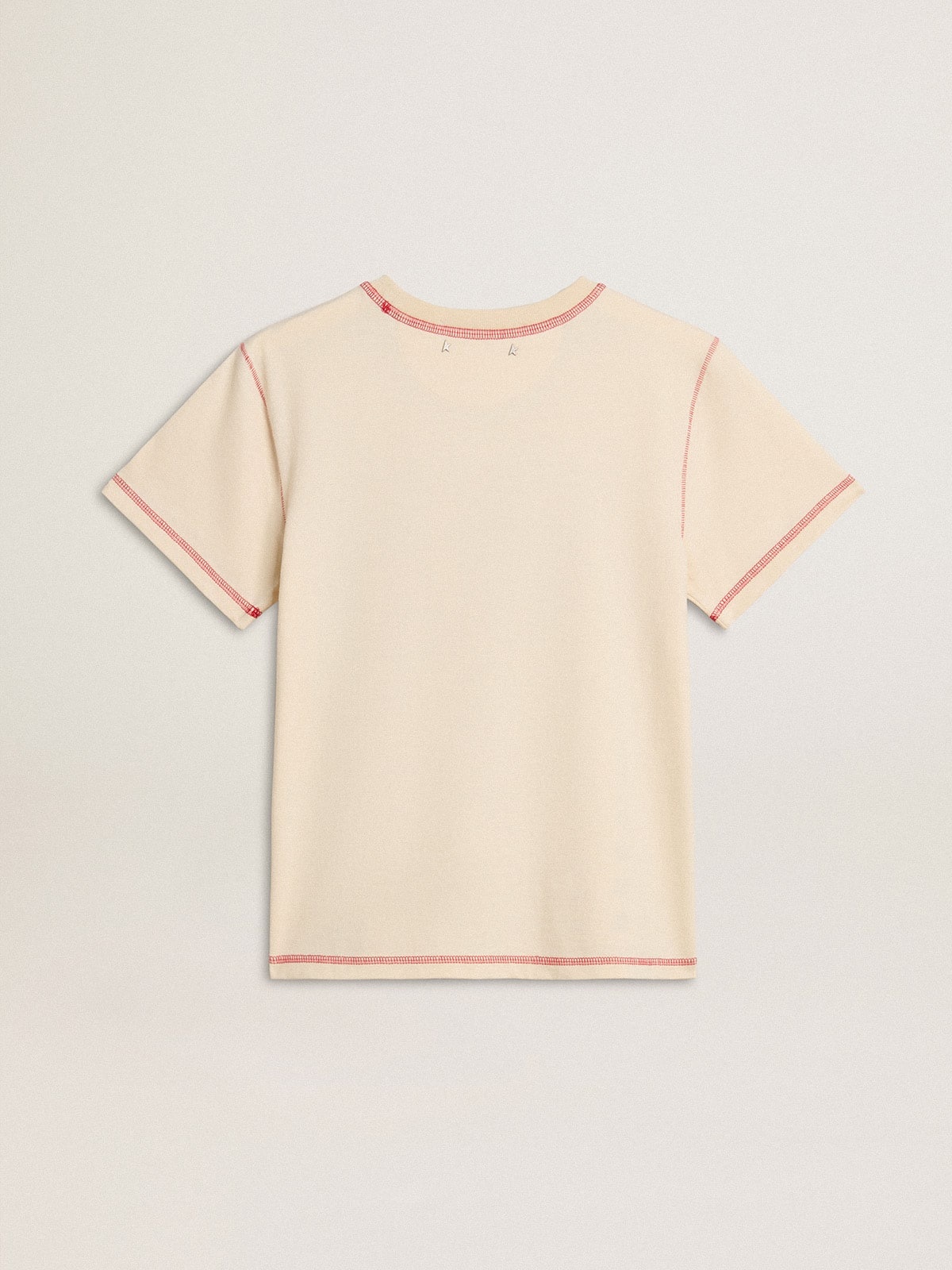 Women's cream T-shirt with faded red accents - 6