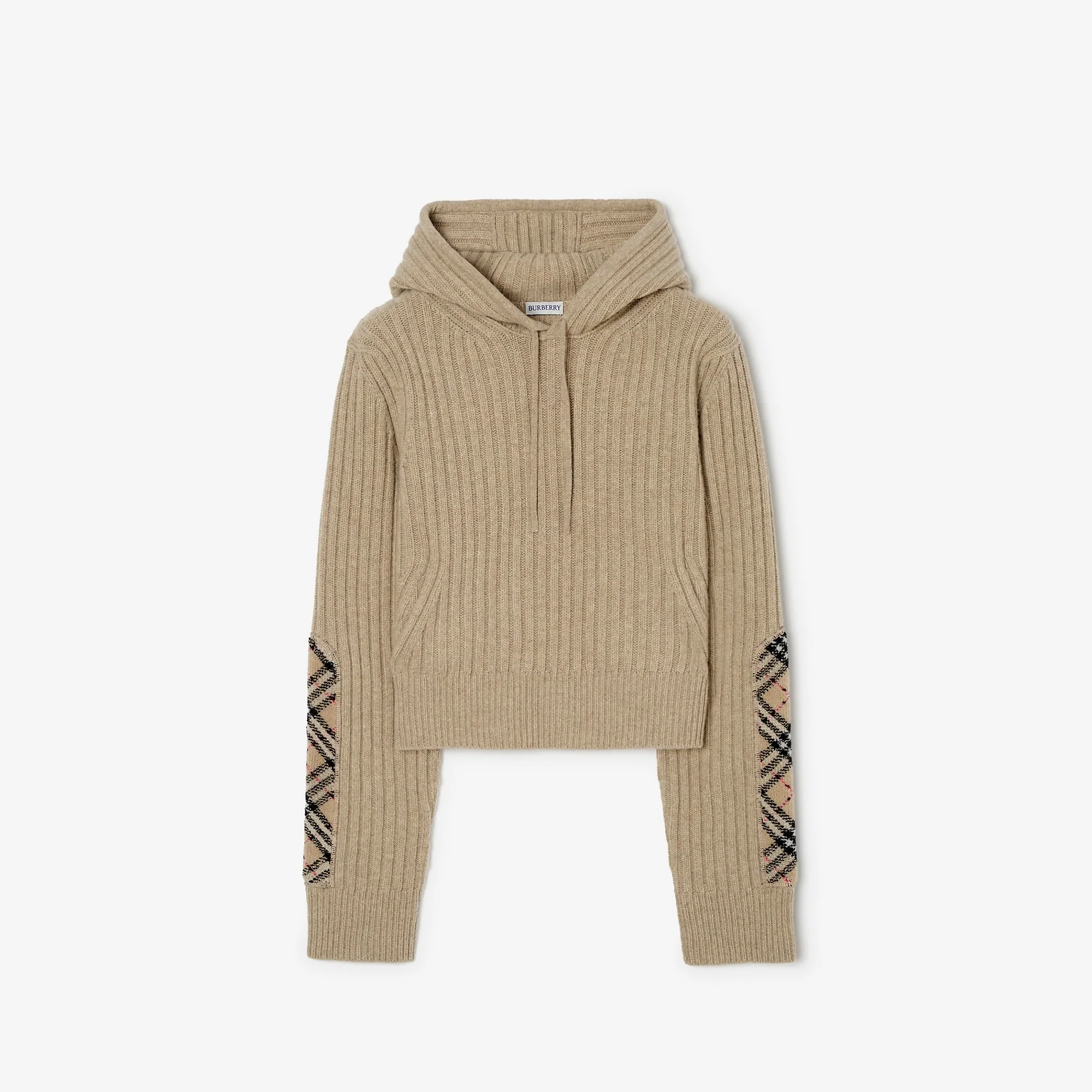 Check Patch Wool Cashmere Hoodie - 1