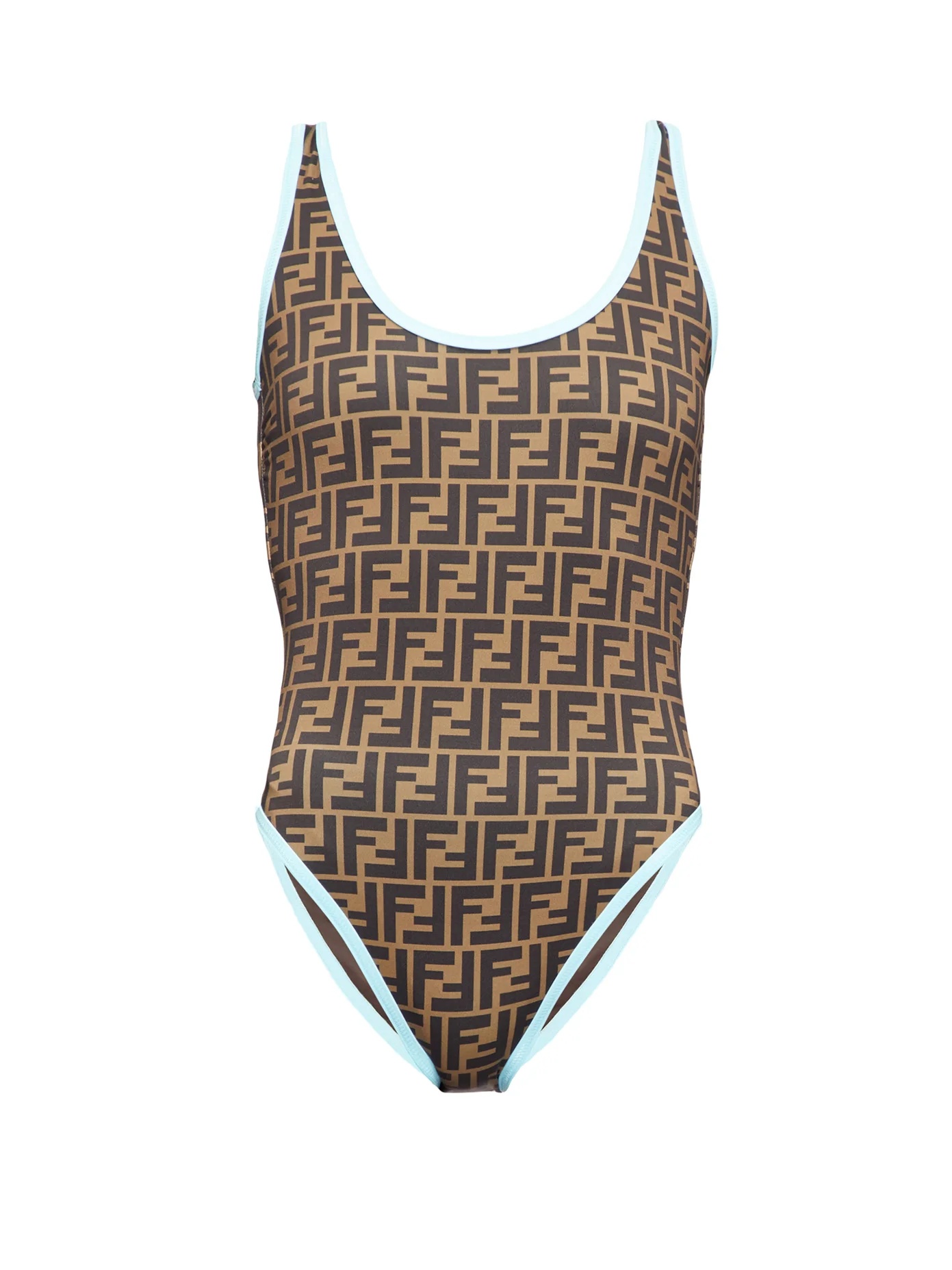 Contrast-trim FF-logo swimsuit - 1