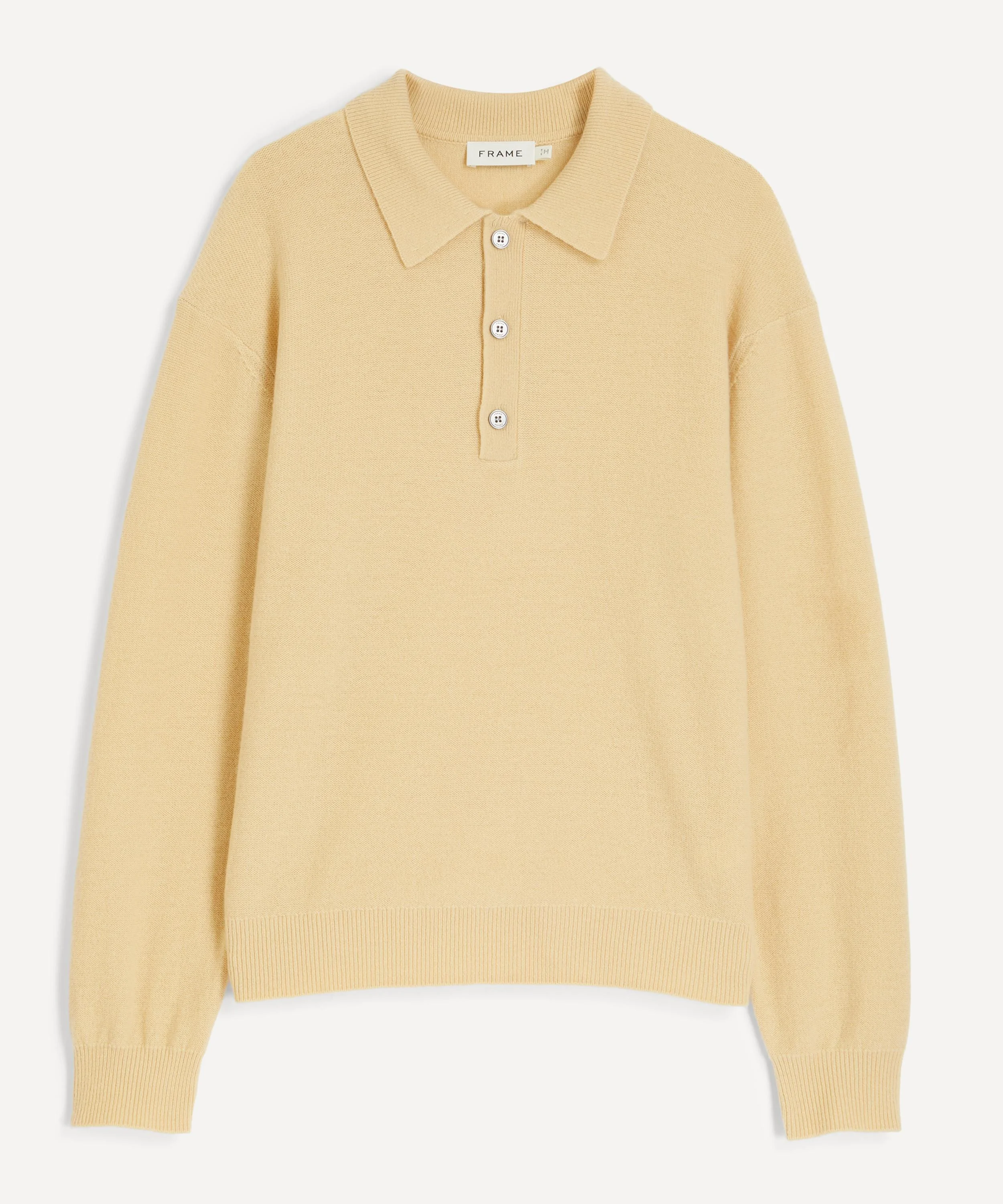 Old Yellow Boiled Wool Polo Jumper - 1