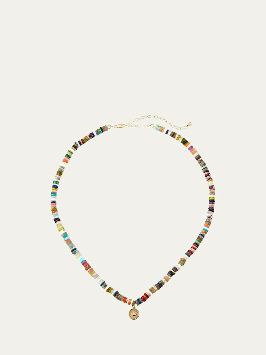 14k Evil Eye Diamond Coin Necklace - 1