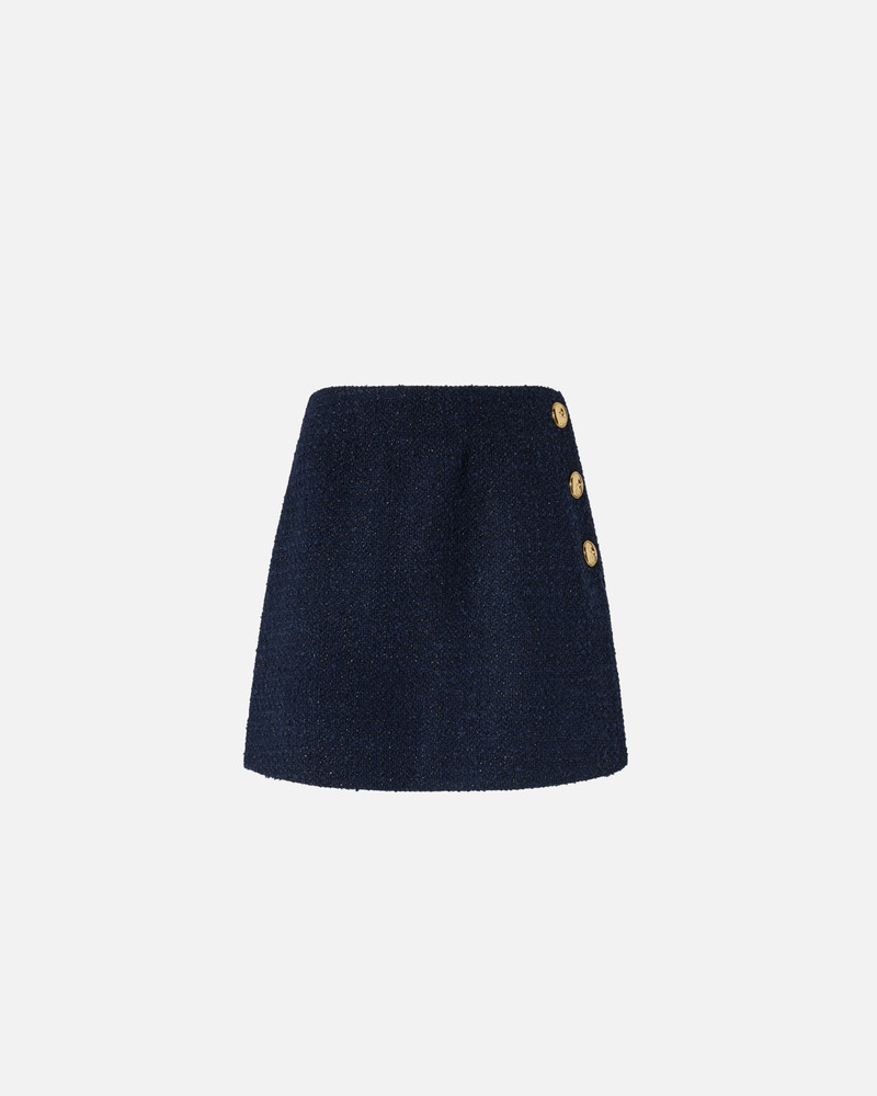 COTTON AND WOOL BOUCLÉ MINI WRAP SKIRT 1
