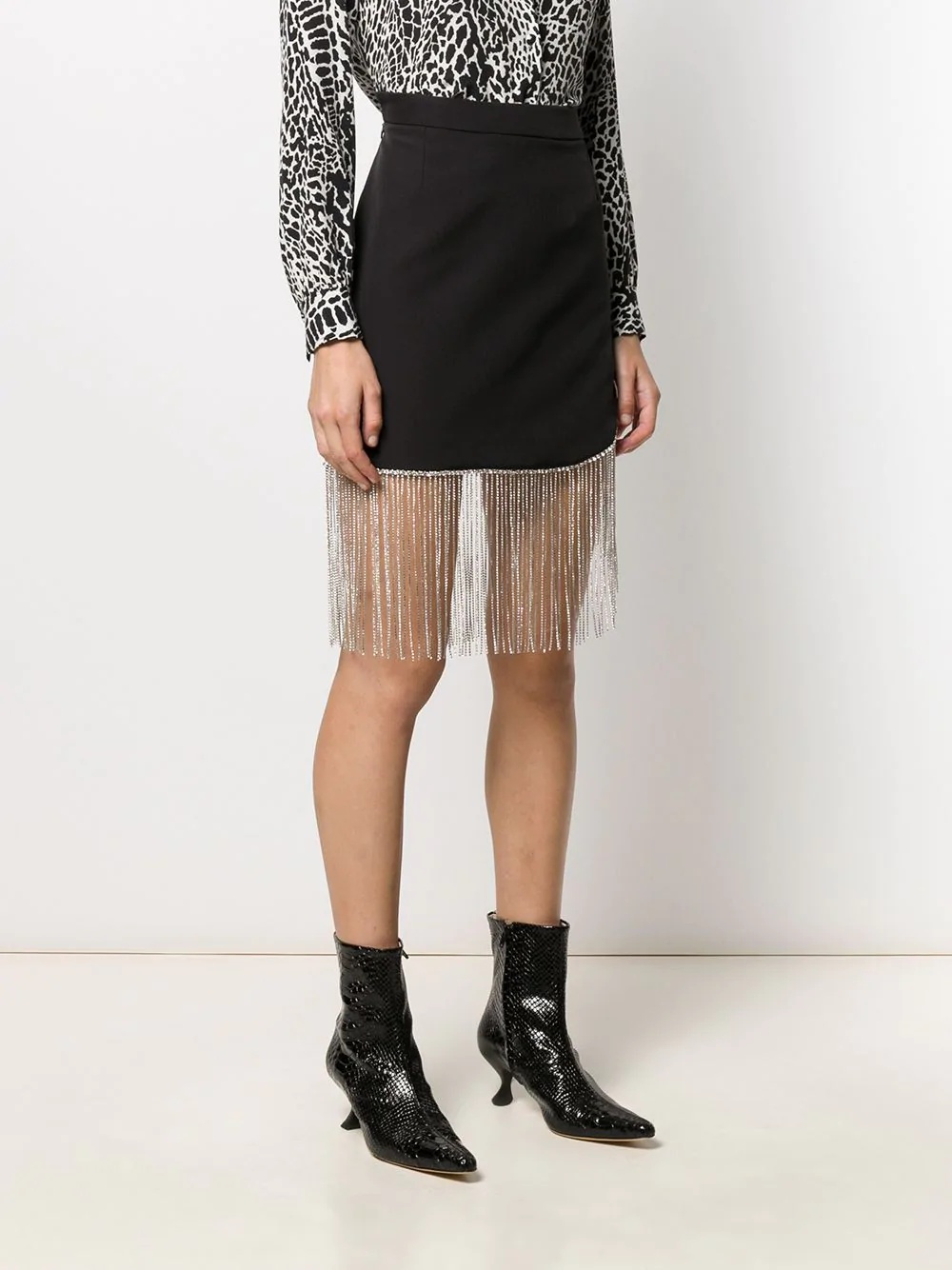 fringed fitted skirt - 3