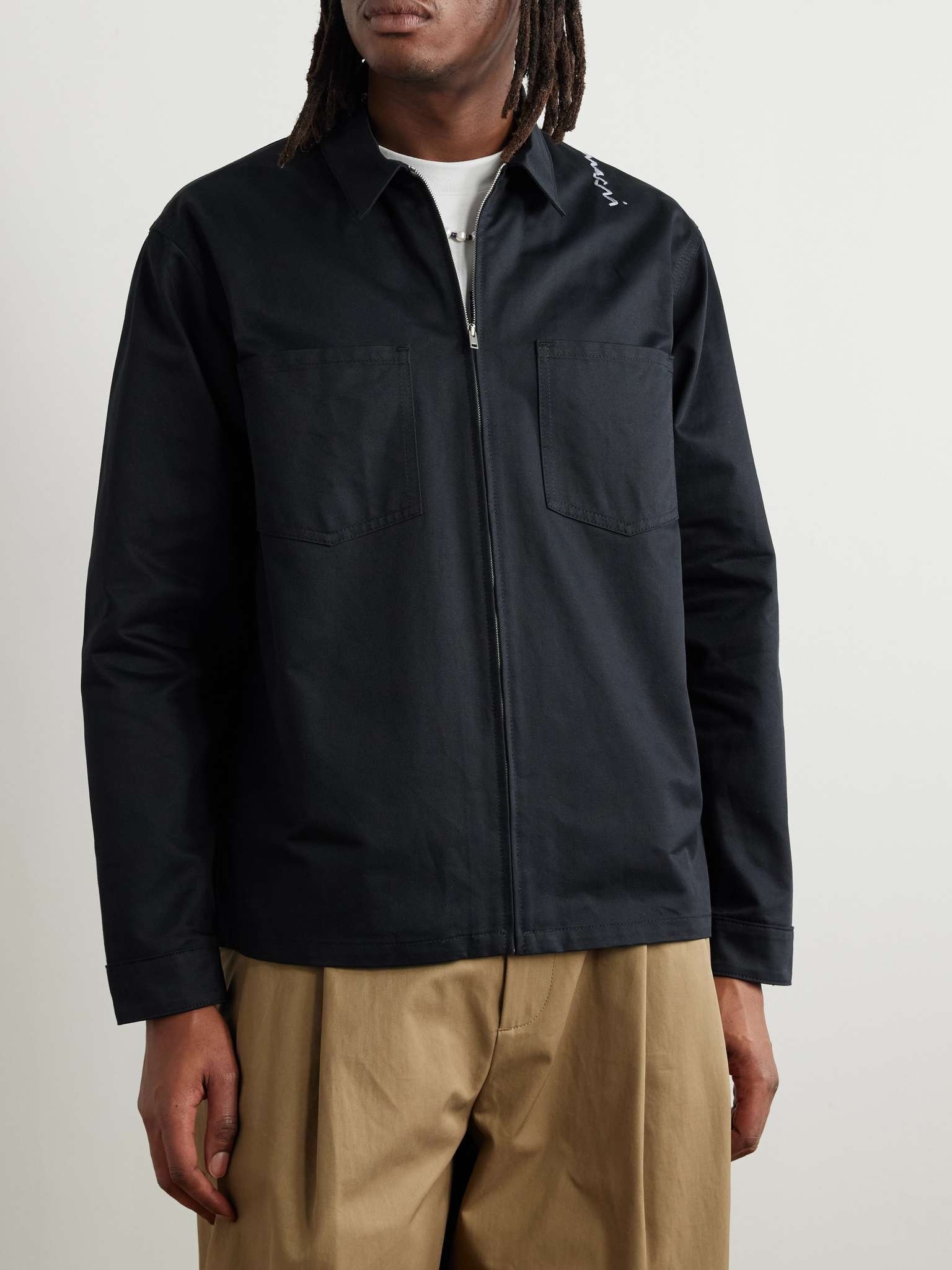 Logo-Embroidered Cotton-Gabardine Overshirt - 3