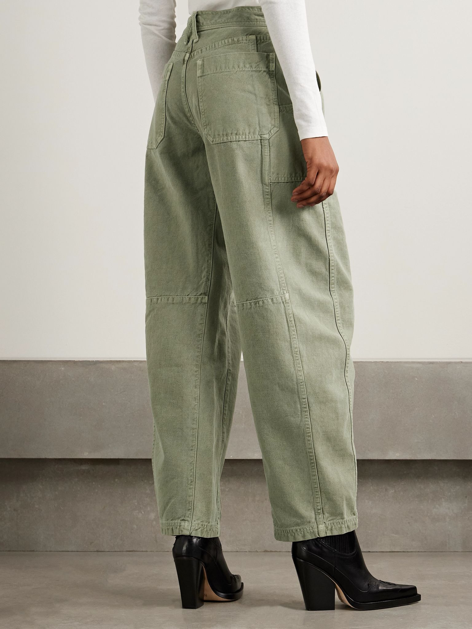 Rookie mid-rise barrel-leg cargo jeans Sage green - 4