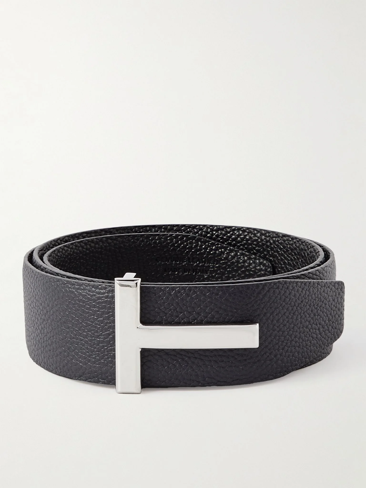 4cm Reversible Full-Grain Leather Belt Navy - 1