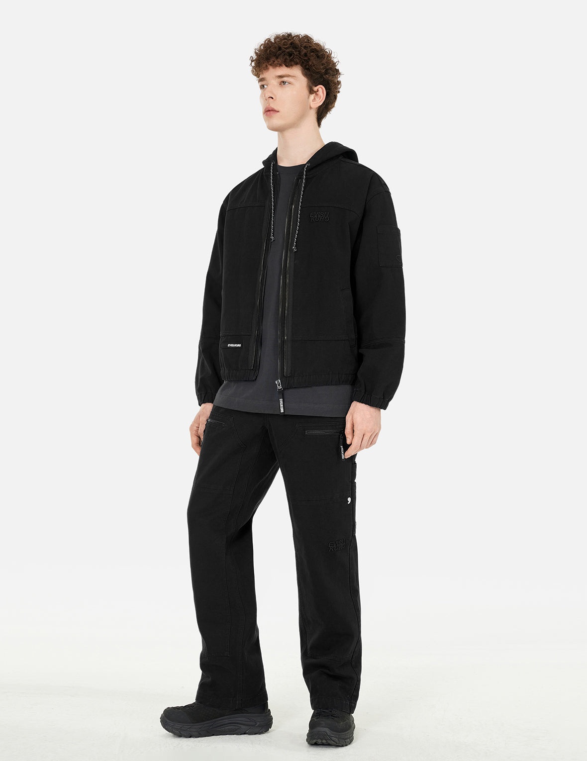 Seagull and Logo Embroidery Loose Fit Cargo Pants - 2
