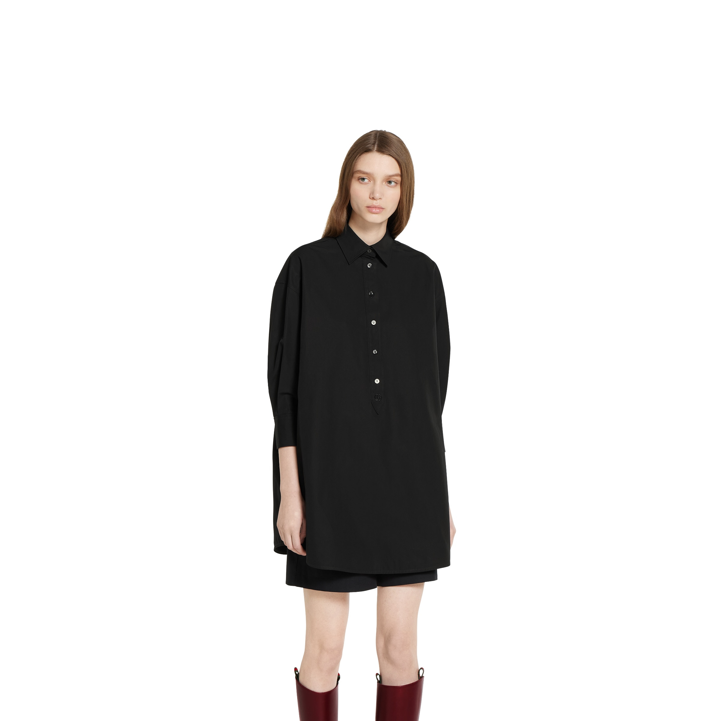 Cotton poplin shirt with embroidery - 3
