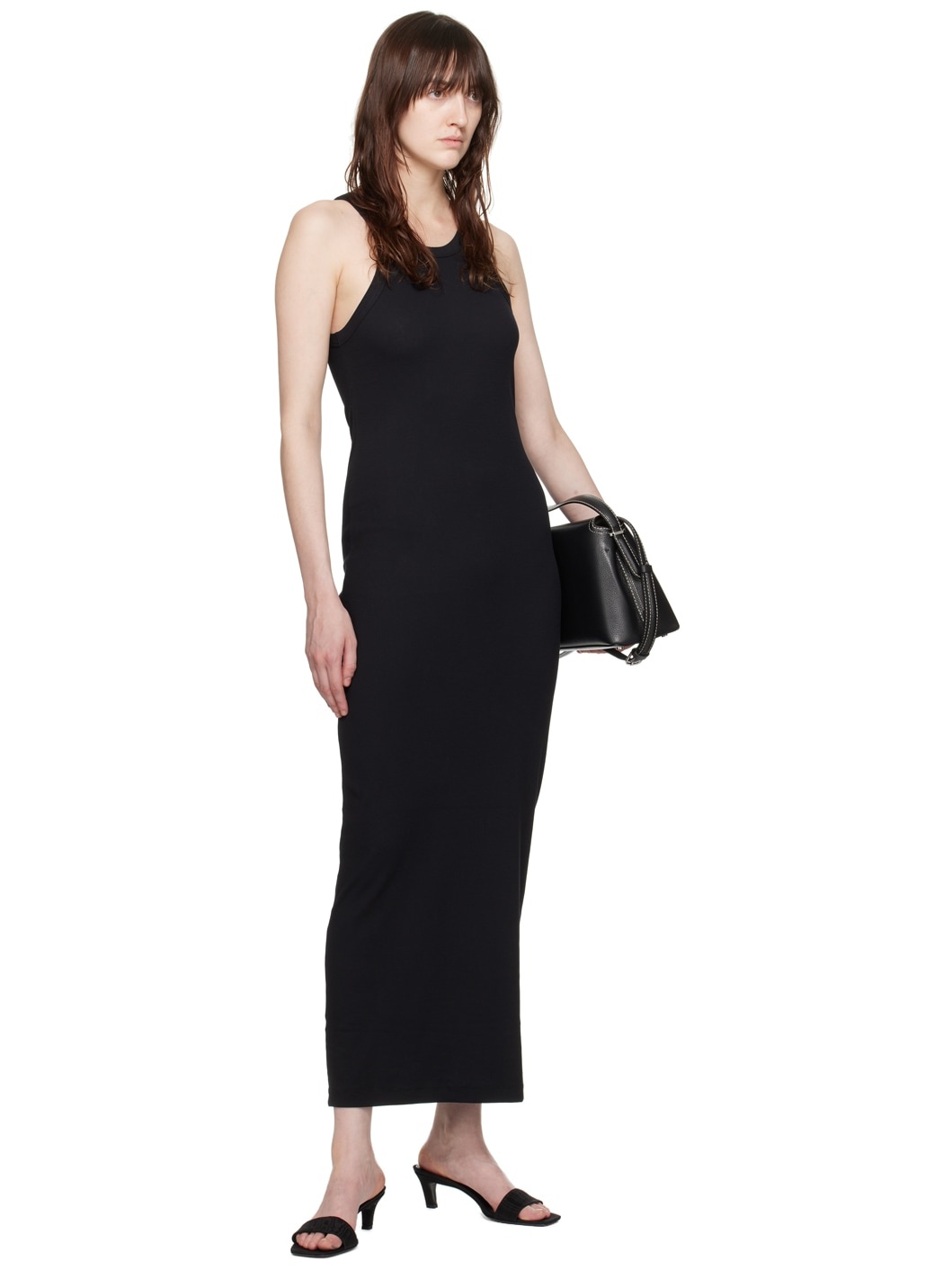 Black Curved Maxi Dress - 4