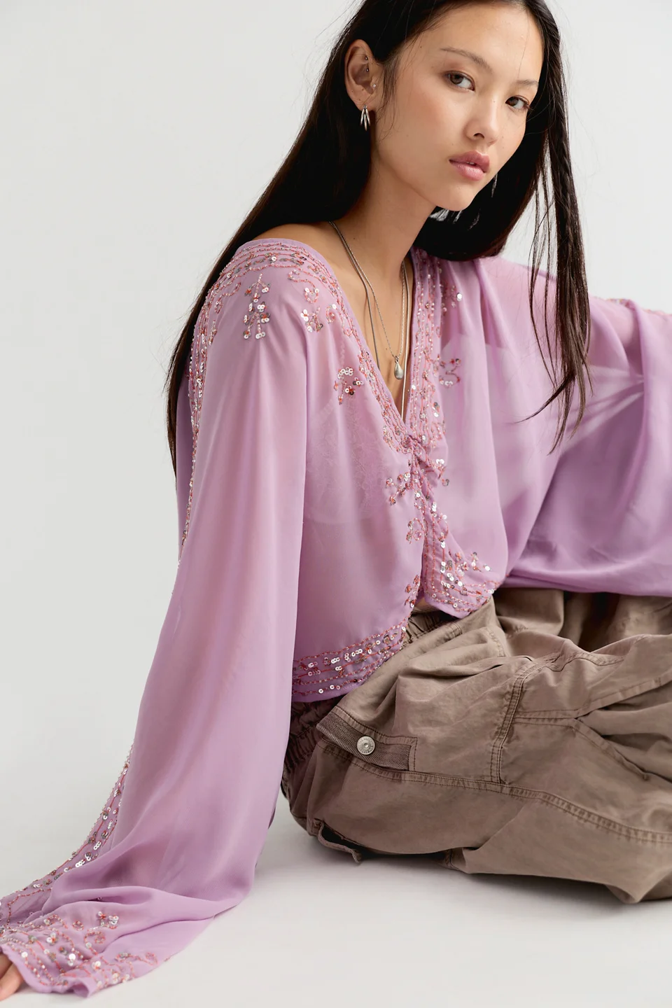 Calla Embellished Cape Top - 1