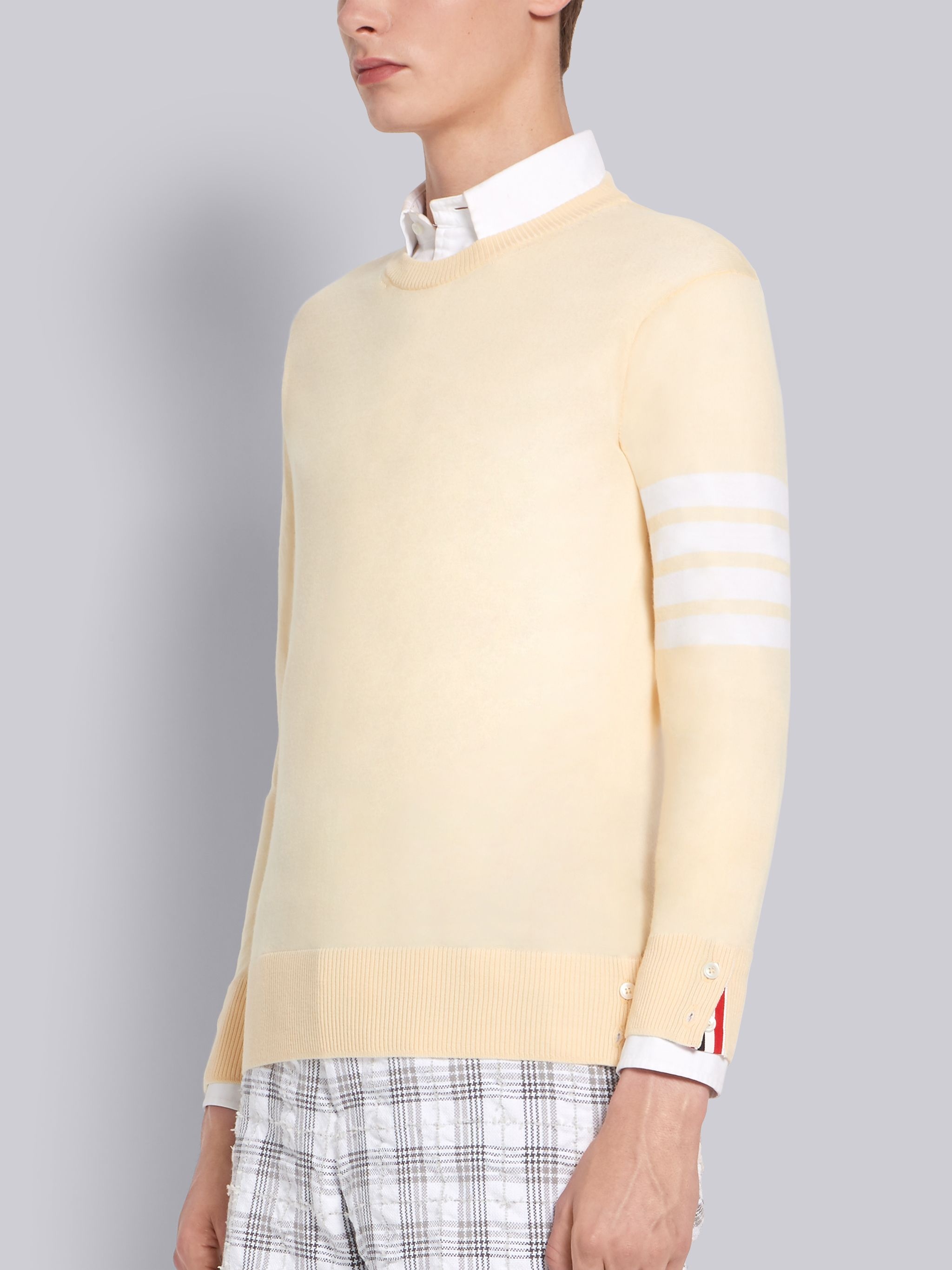 Yellow Fully Fashioned Merino Knit Crew Neck Pullover - 2