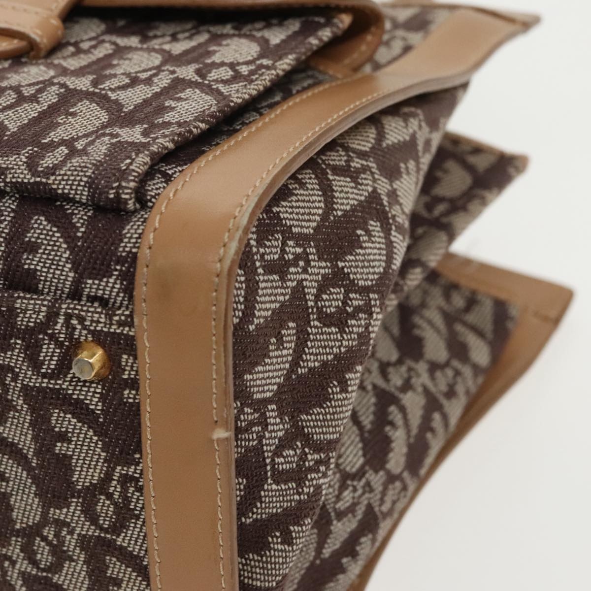 DIOR Trotter Canvas Hand Bag Beige Brown Gold - 14