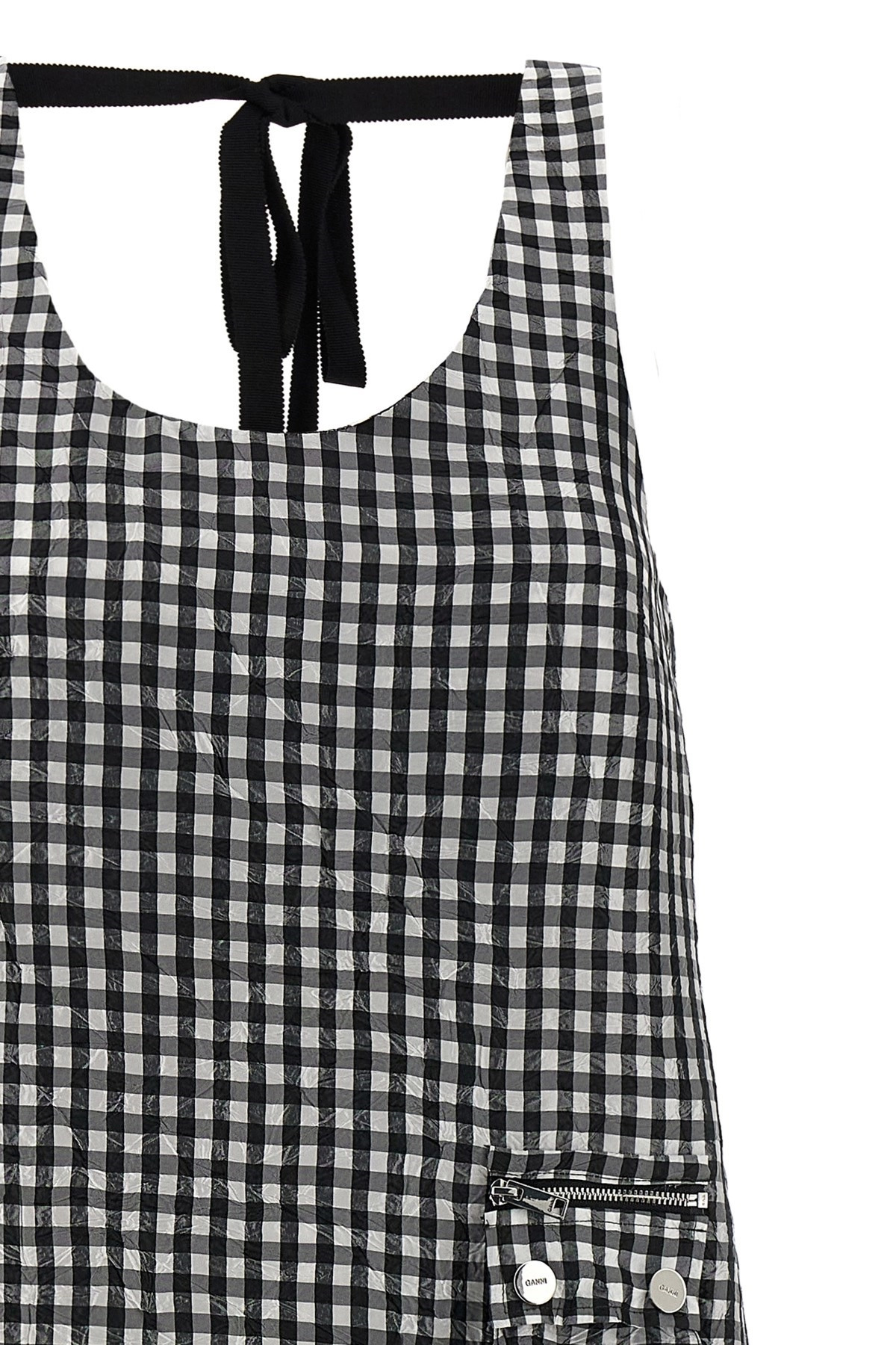 'Crinkled Check Long' dress - 4