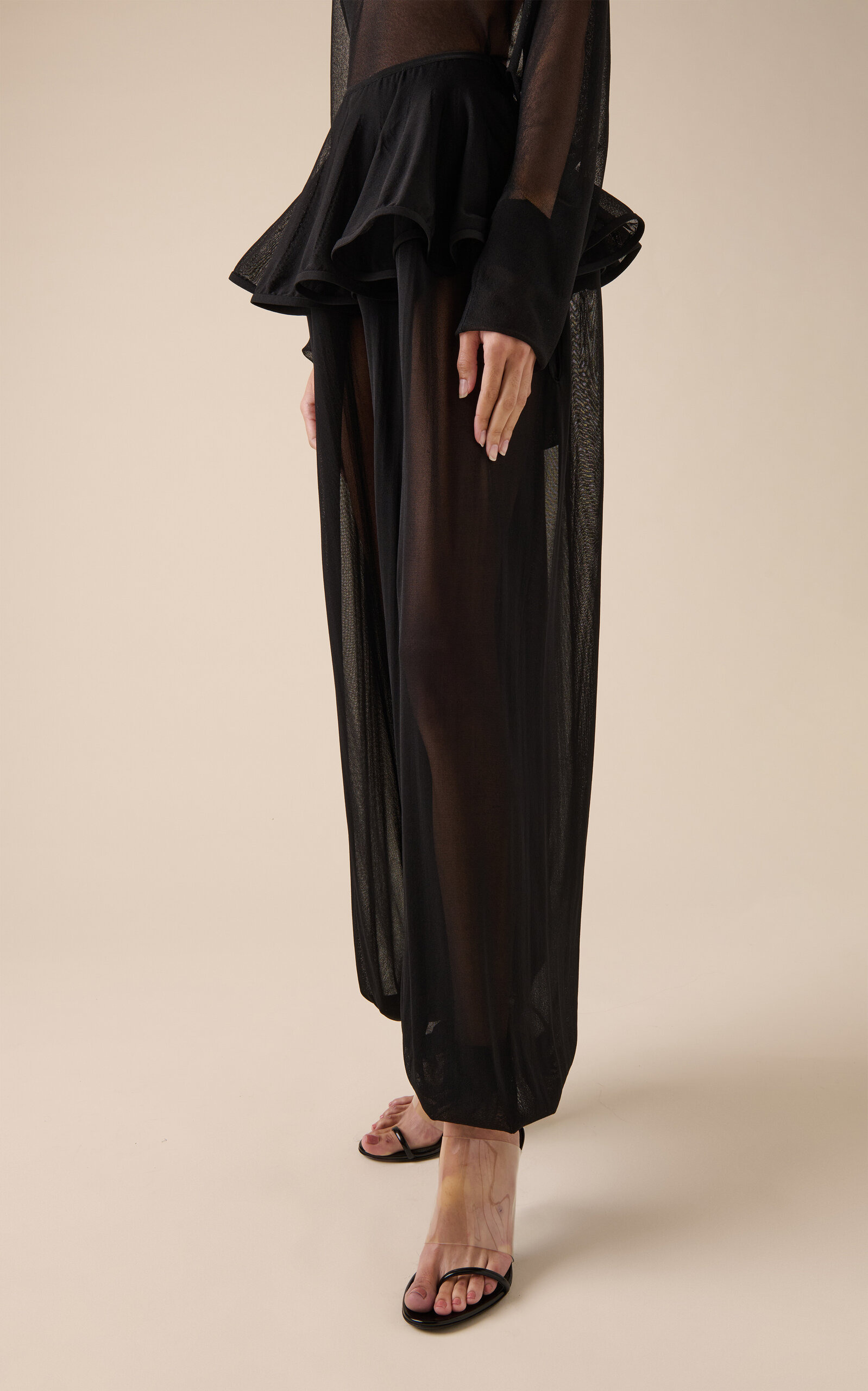 Knit Tapered Peplum Pants black - 3