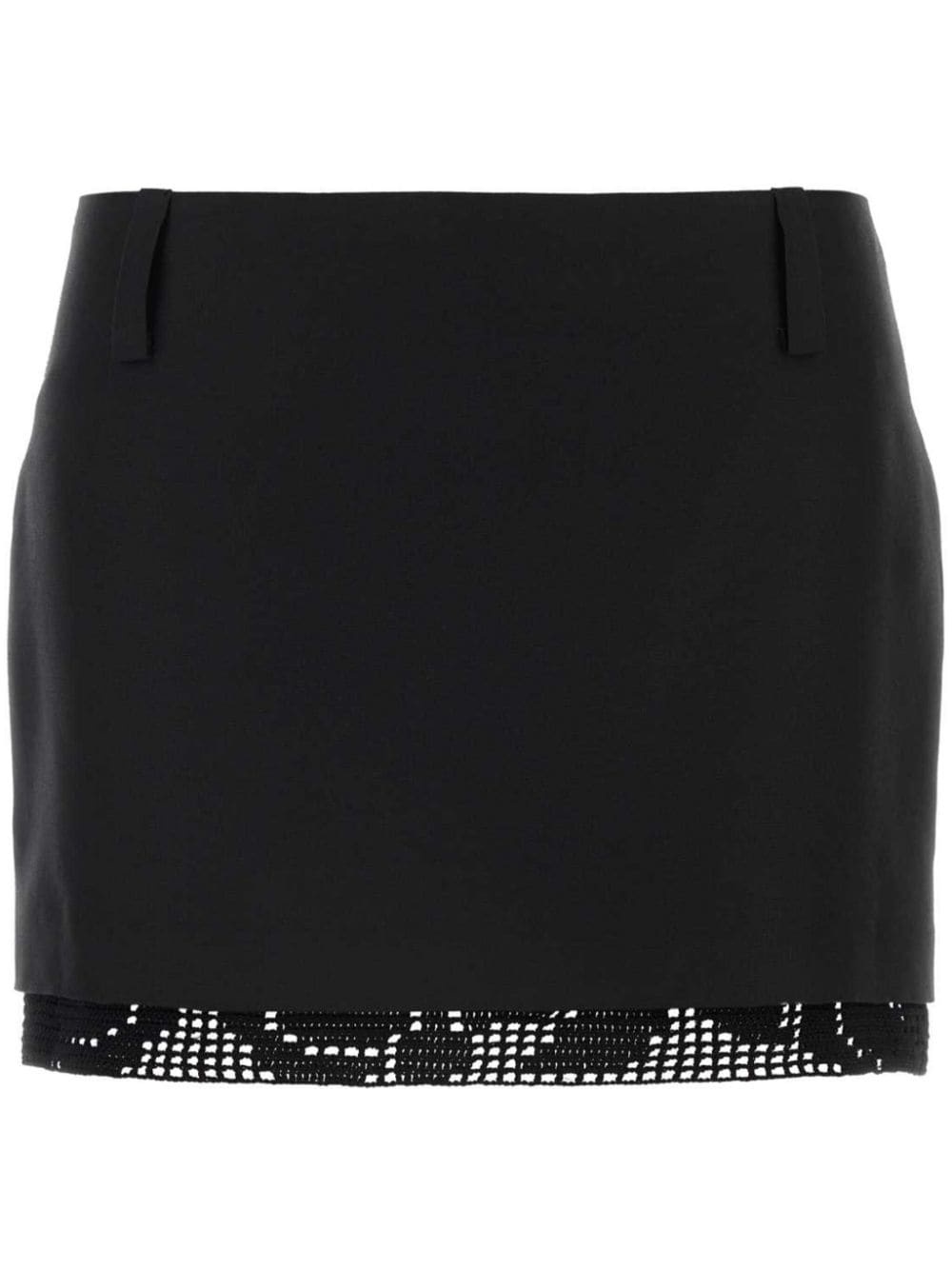 crochet-trimmed silk mini skirt - 1