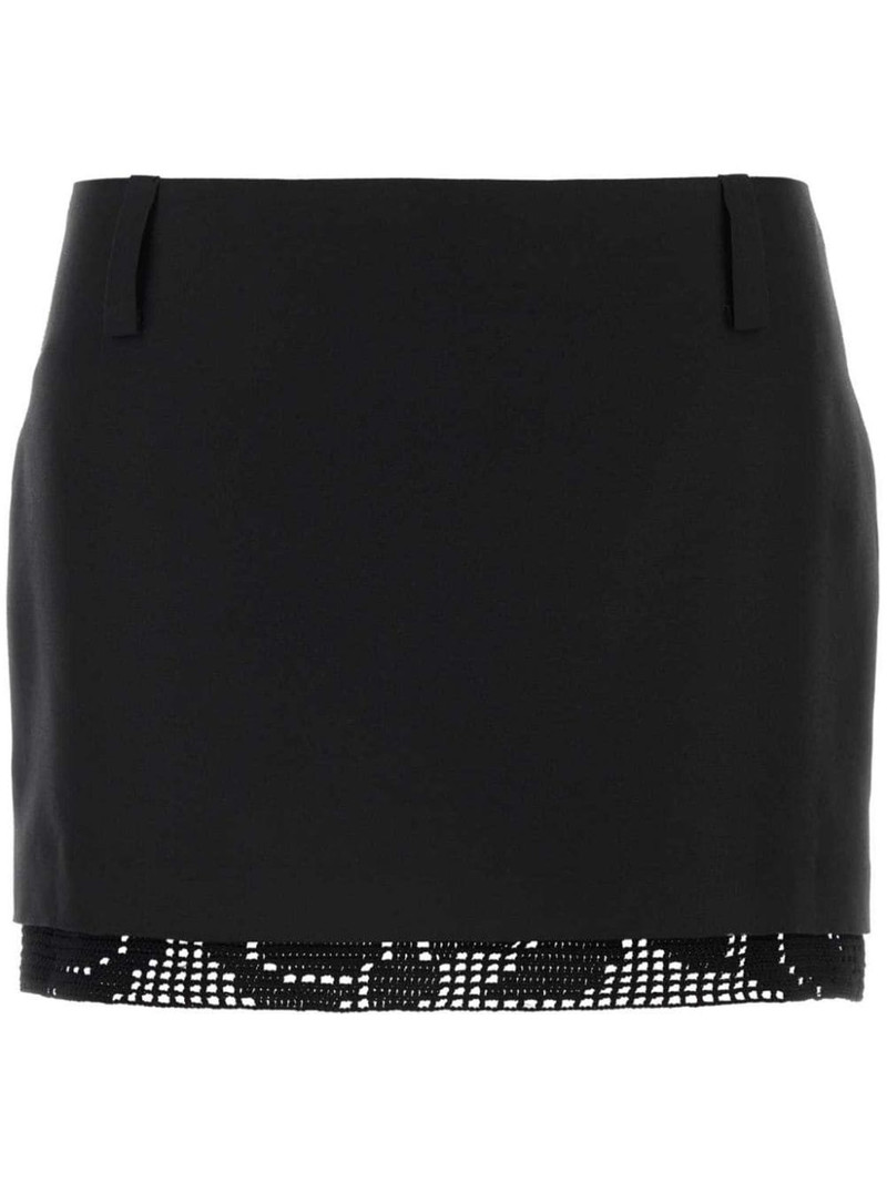 crochet-trimmed silk mini skirt 1