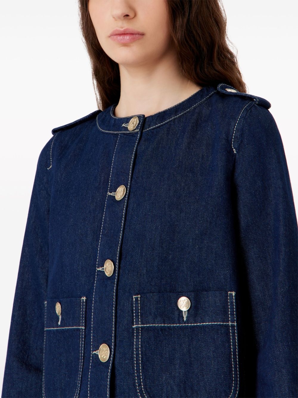 round-neck denim jacket - 4