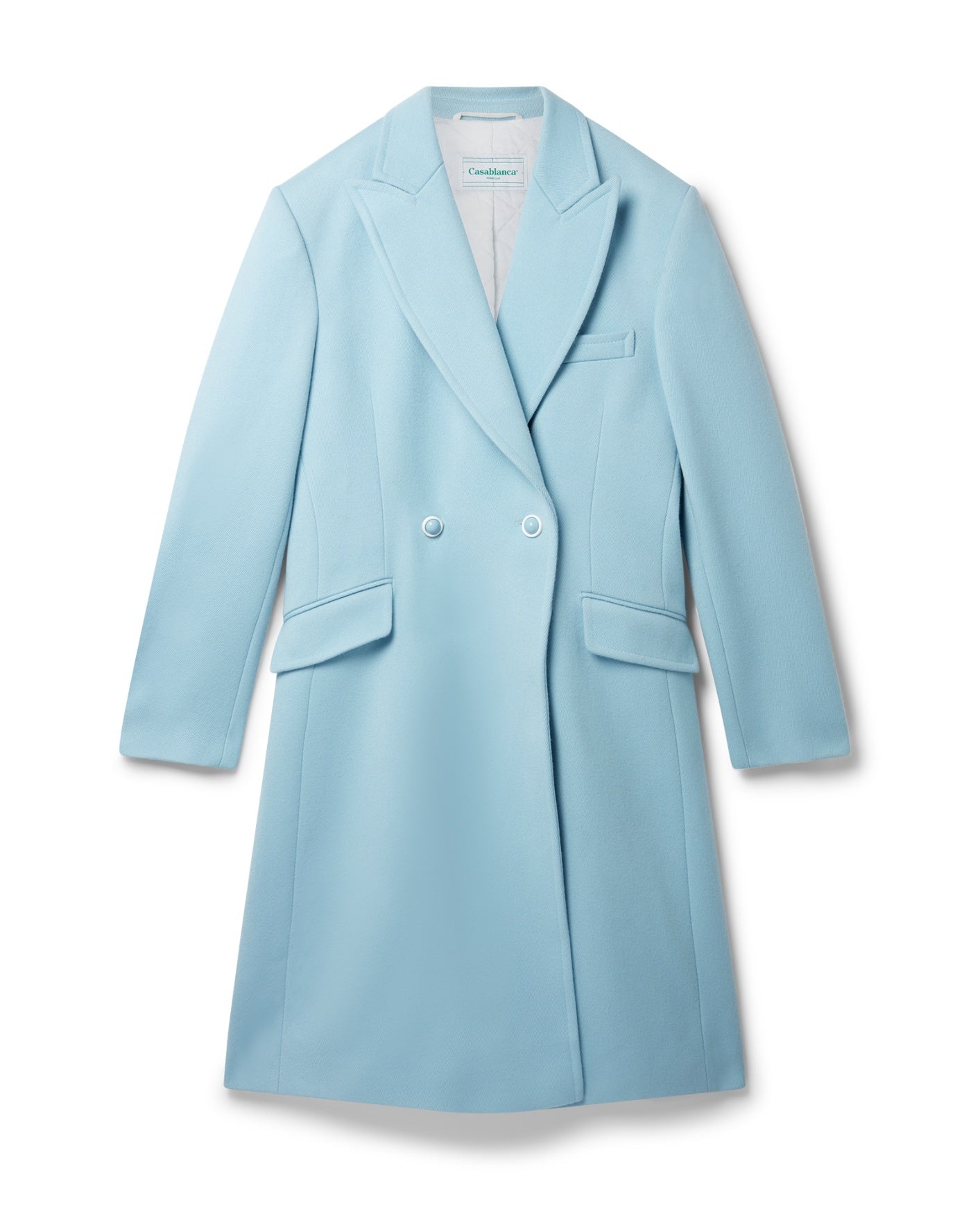 Light Blue Nativa Wool Double Breasted Overcoat - 1