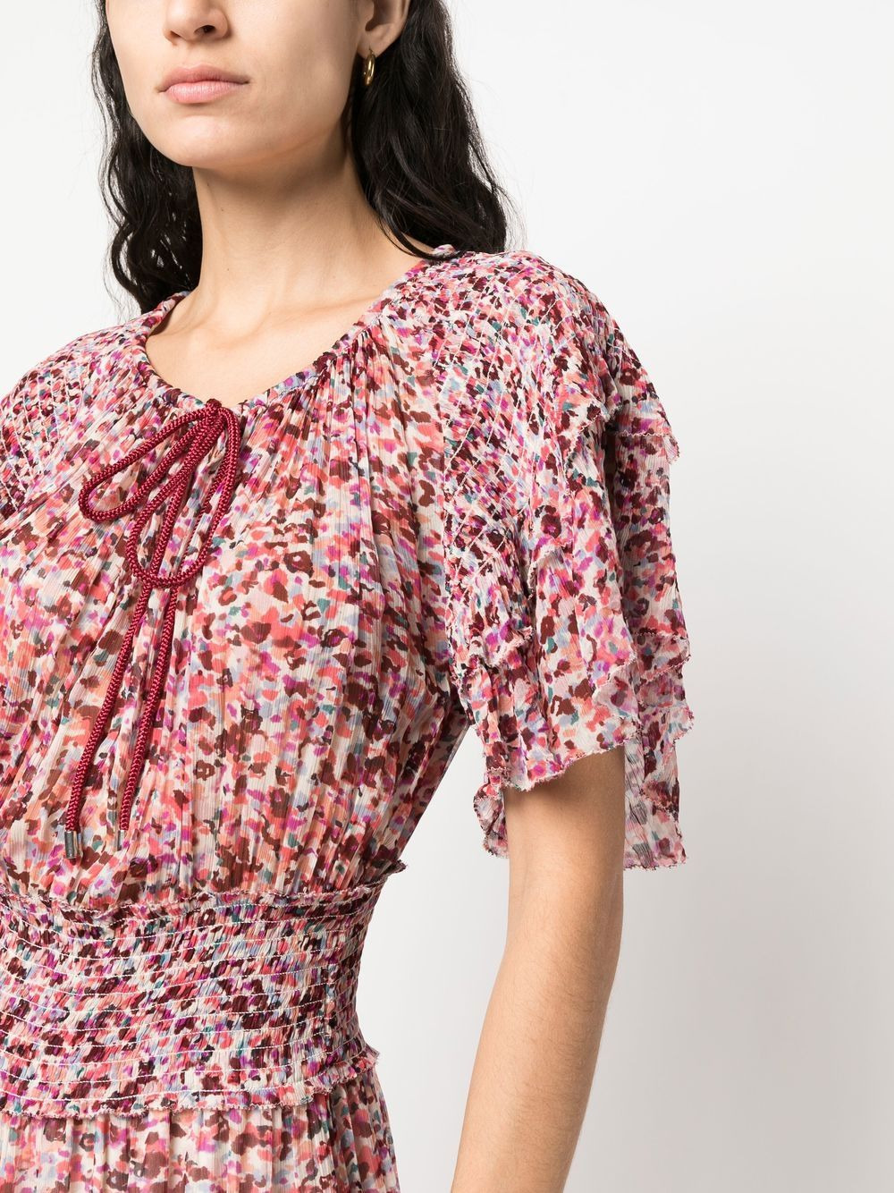 abstract-print shirred-detail dress - 5