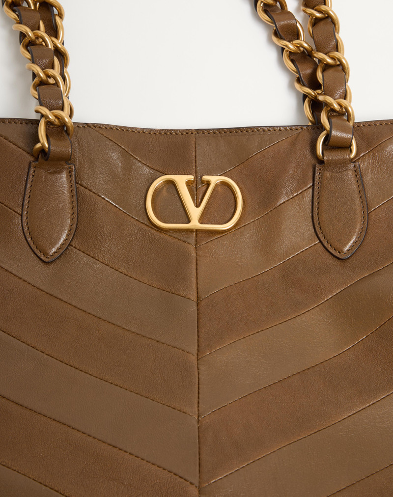 Valentino VALENTINO GARAVANI LASEINE SHOPPING BAG IN NAPPA LEATHER WITH A CHEVRON PATTERN outlook