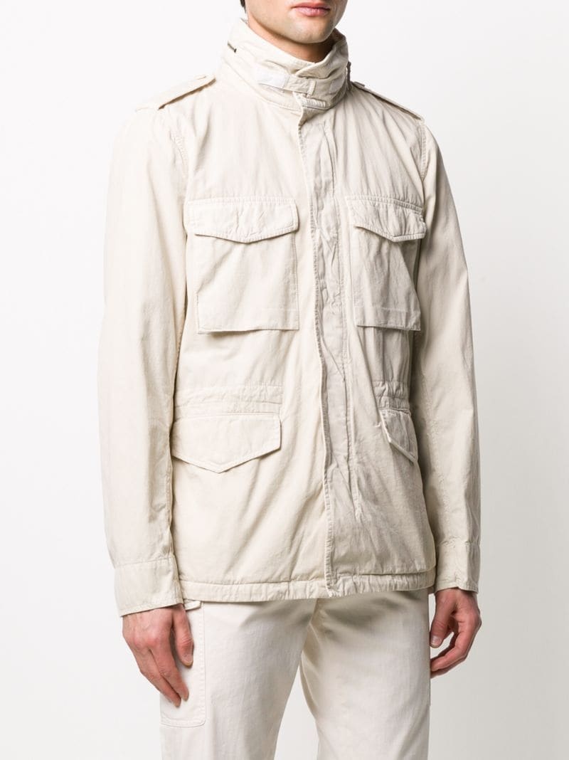 multi-pocket high collar jacket - 3