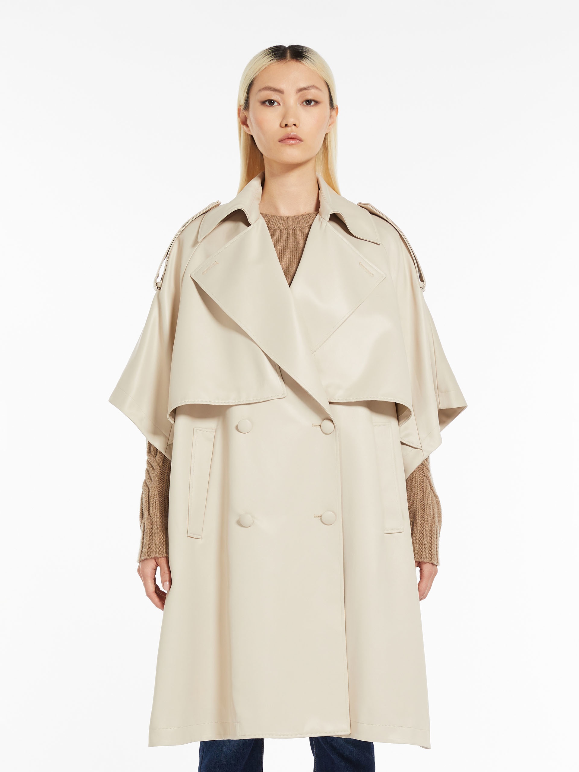 CANNONE Double-breasted satin cape - 3