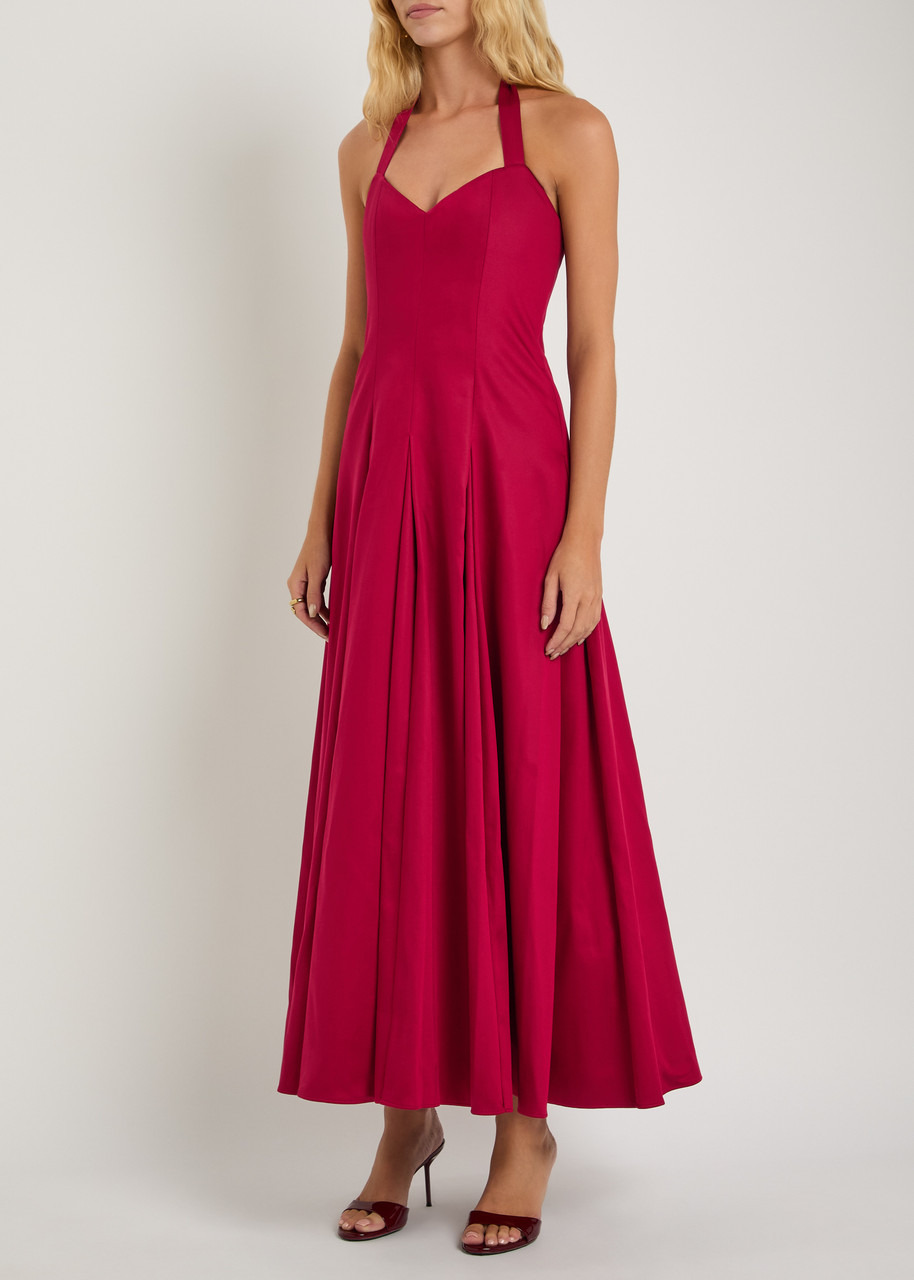 Alice + Olivia Isabelle Pleated Stretch-sateen Midi Dress - 2
