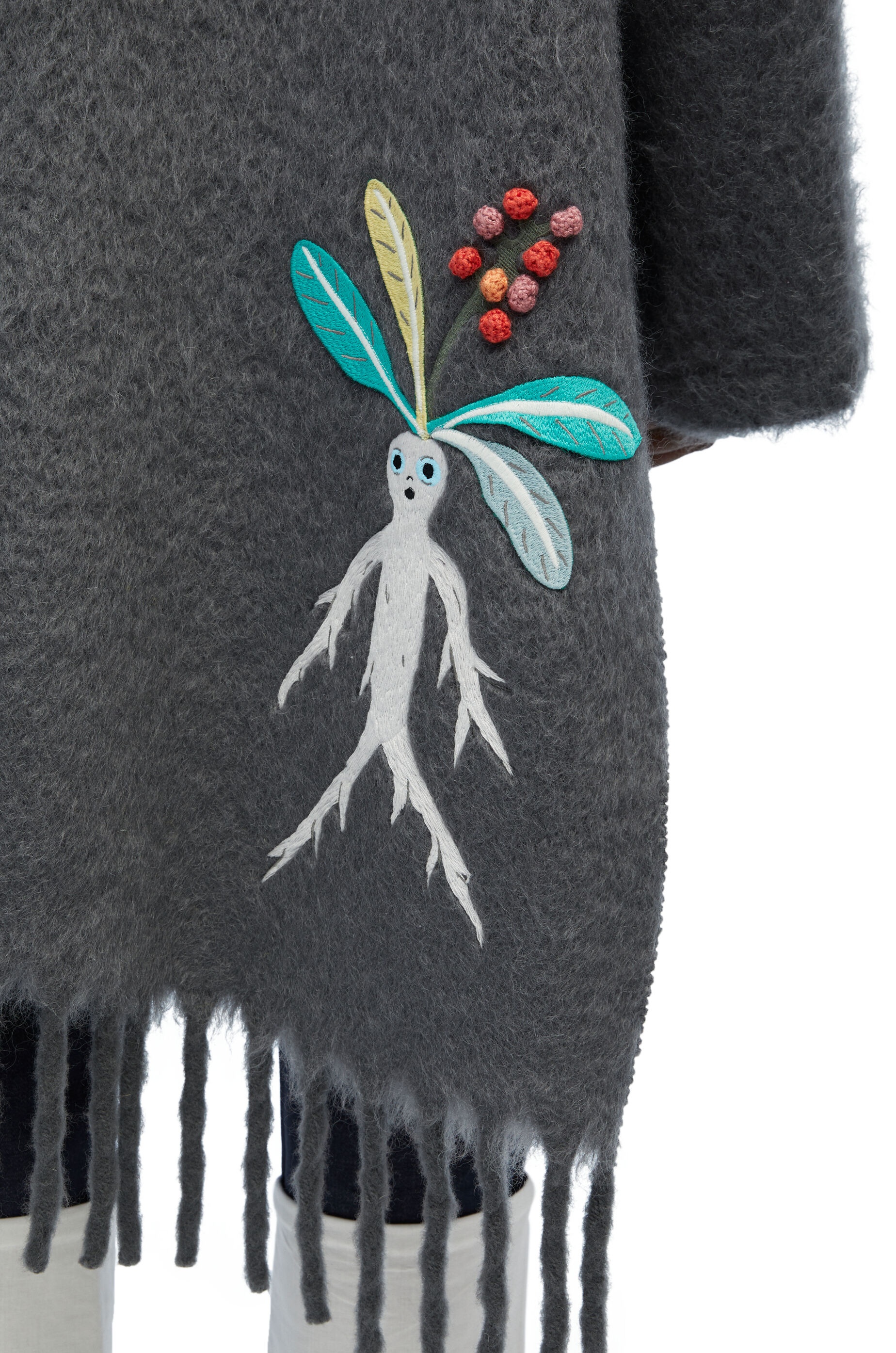 Hooded scarf coat in wool and mohair - 5